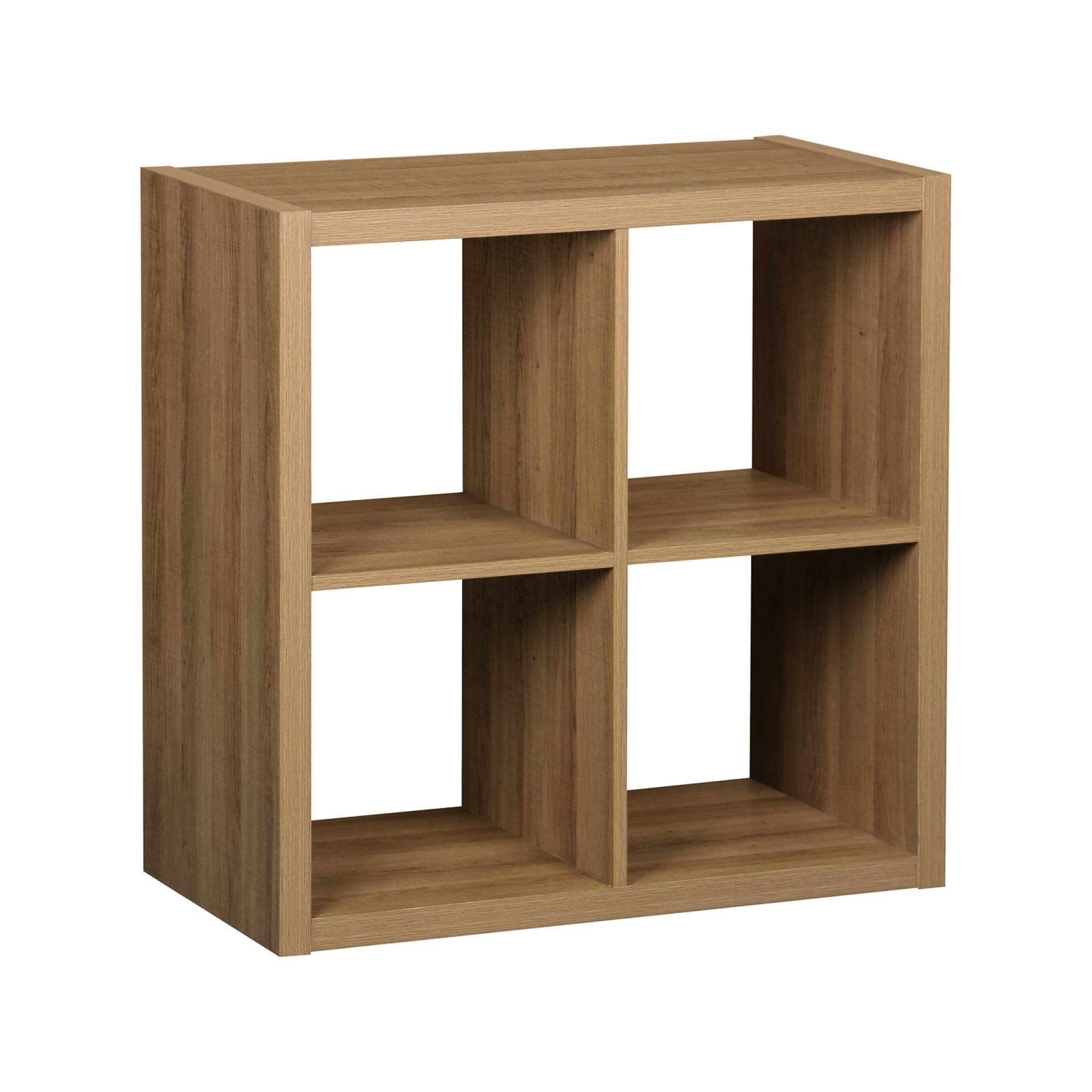 Libreria cubica, 2 livelli, 4 vani, albero di mango