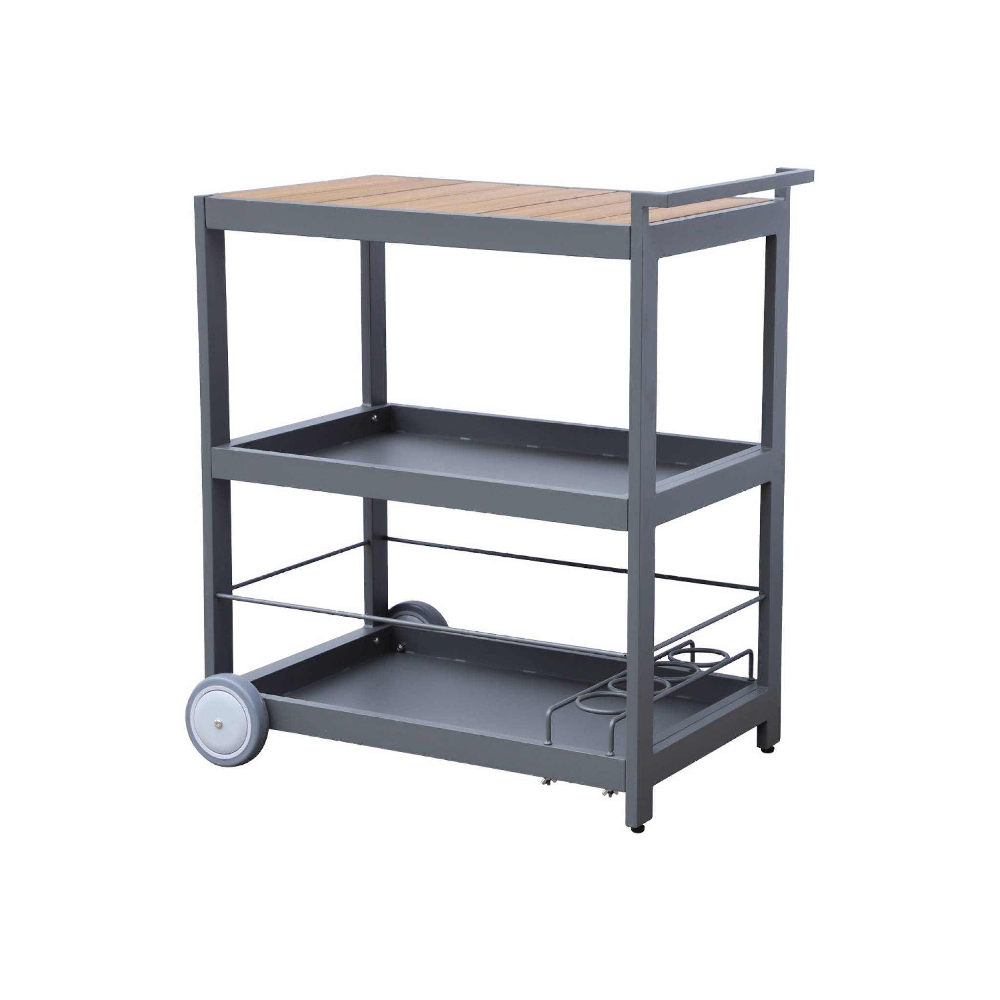 Image of Carrello da cucina in alluminio con ruote e maniglia, 84cm, antracite