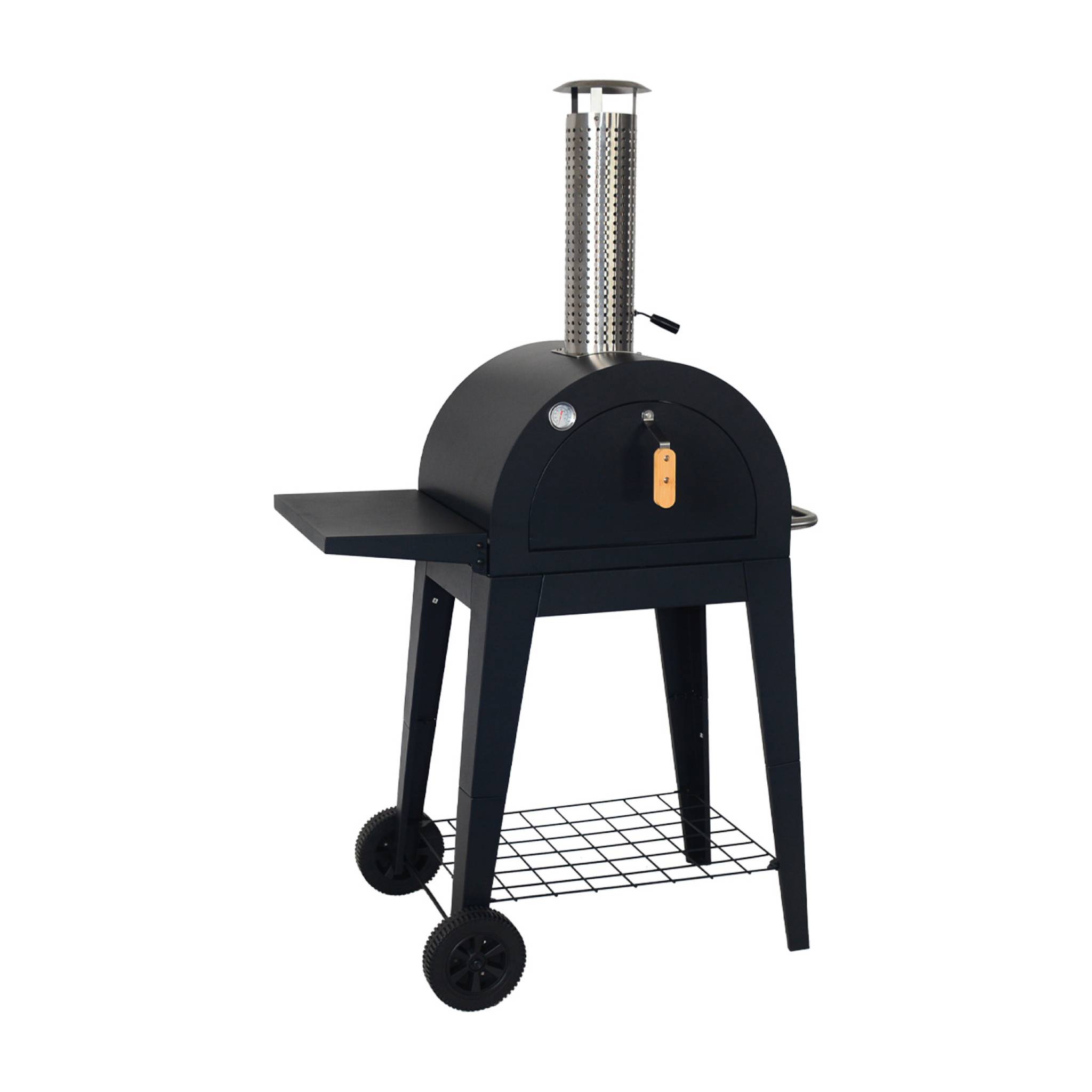 Forno per pizza da esterno con ripiano, nero