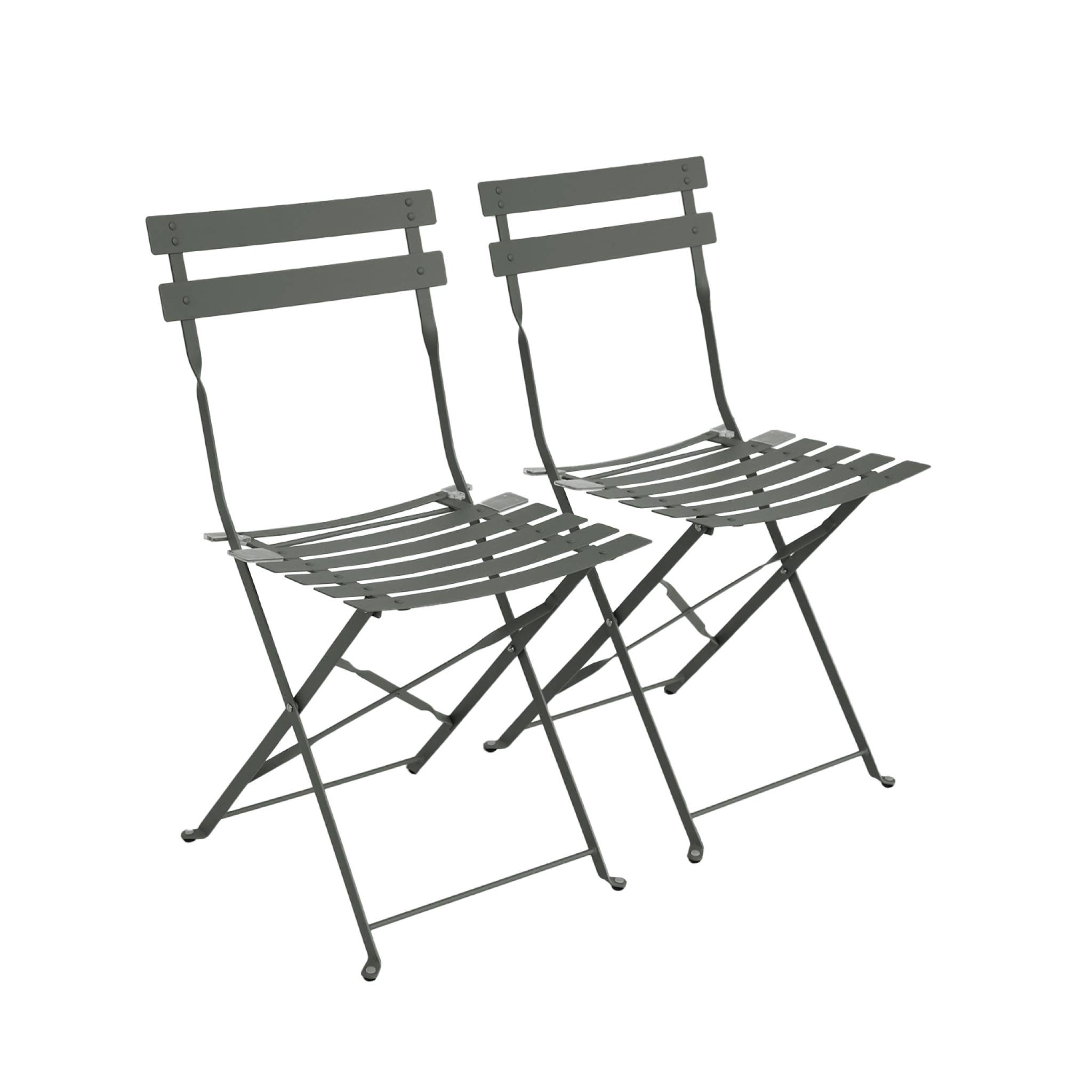 Set di 2 sedie da giardino pieghevole in metallo, verde kaki