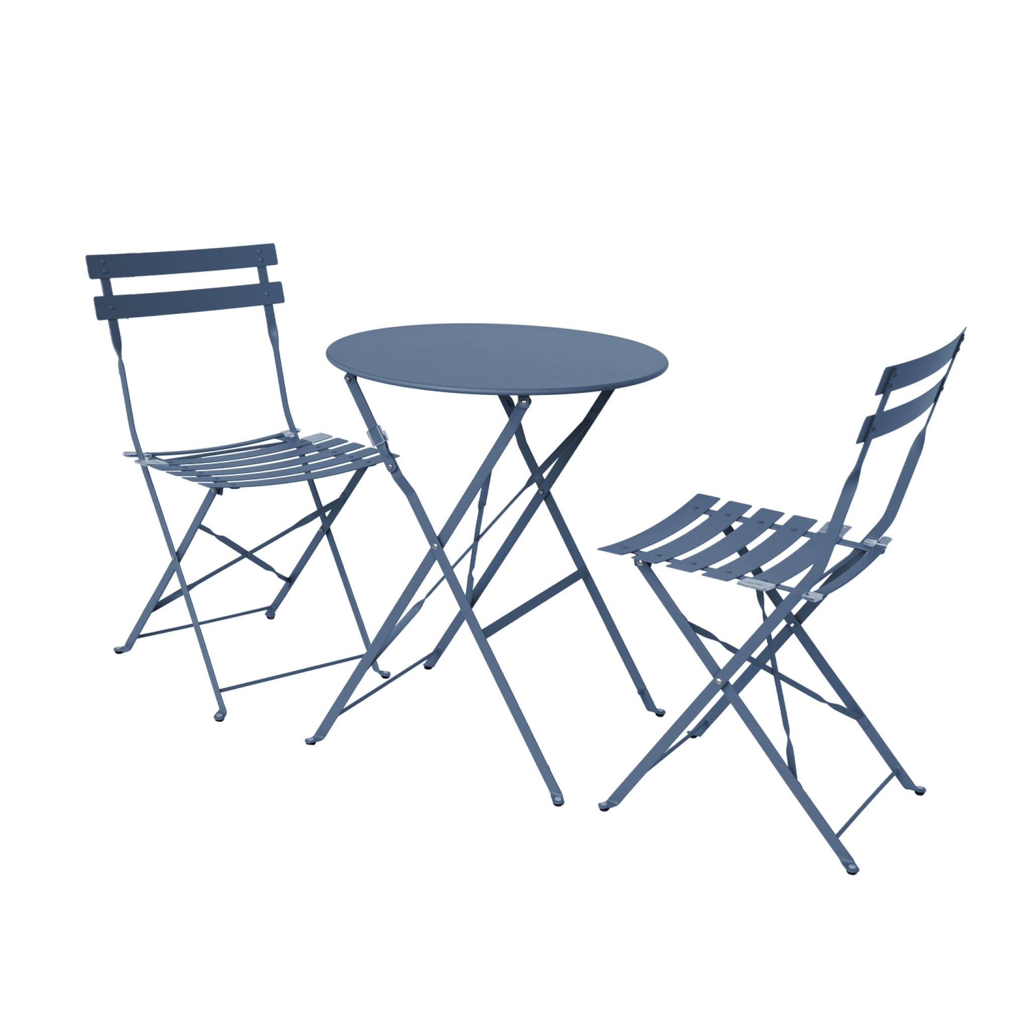 Image of Tavolo da giardino bistrot pieghevole in metallo con 2 sedie, blu