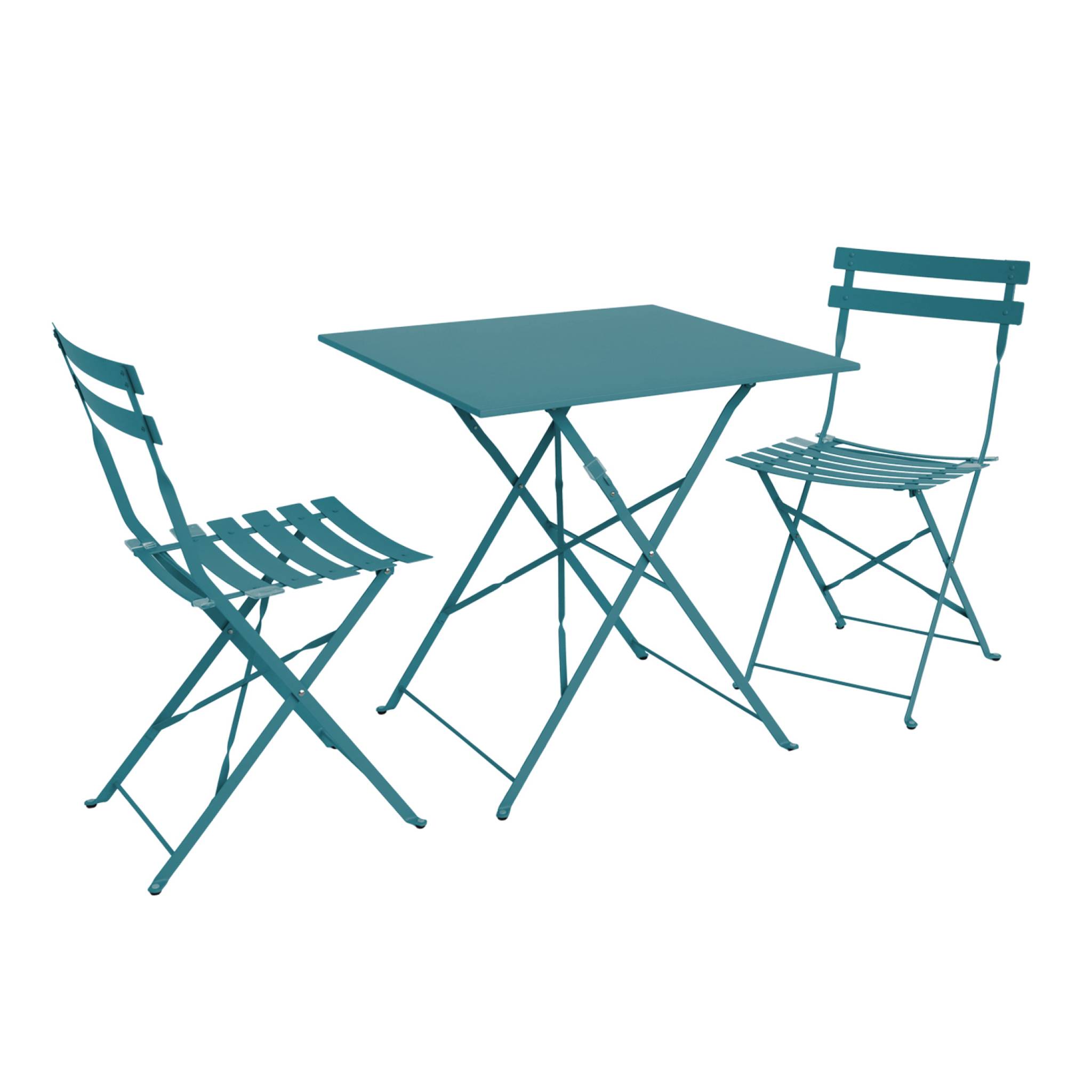 Image of Tavolo da giardino bistrot pieghevole in metallo con 2 sedie, 70x70cm,