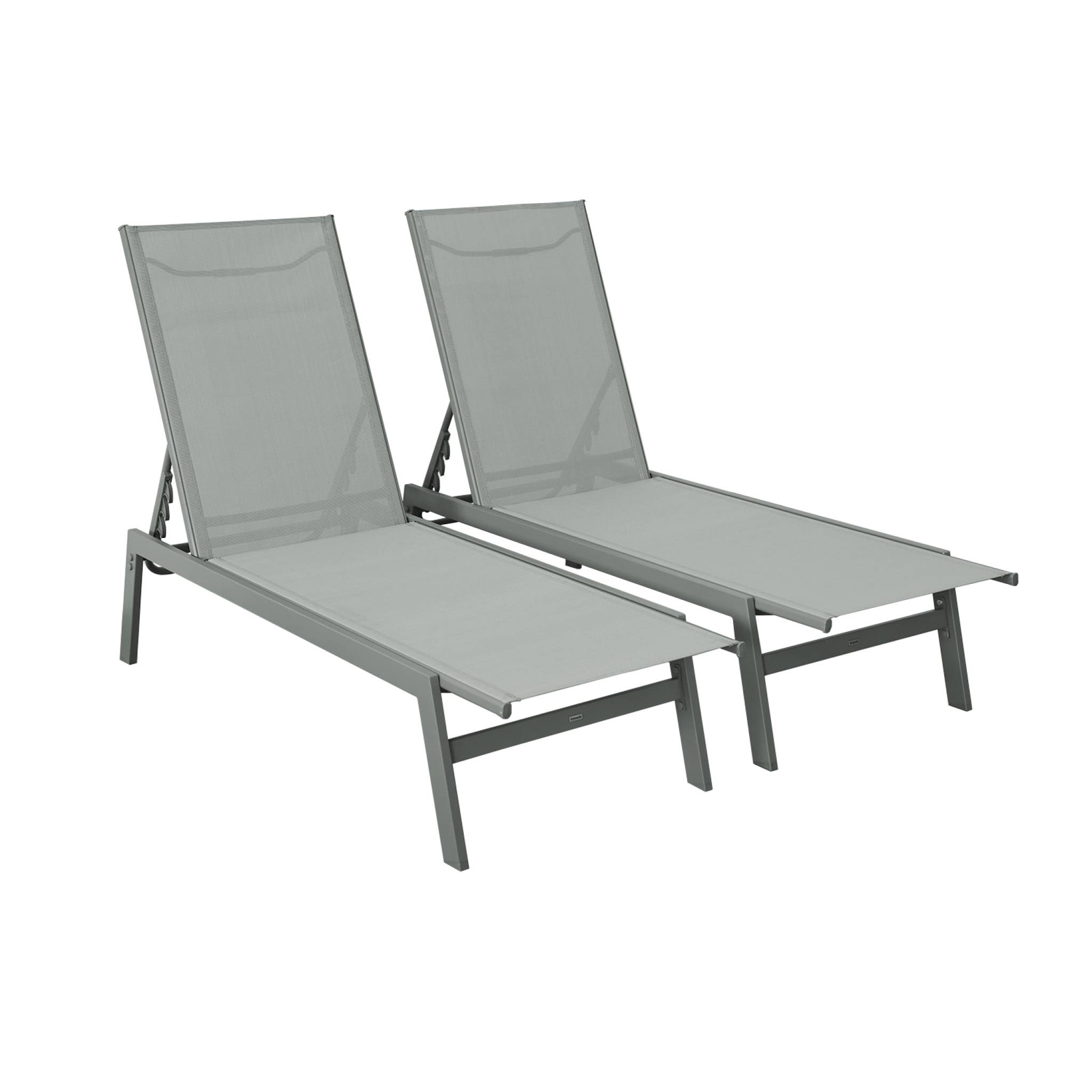 Set 2 sdraio in acciaio multi posizioni, verde kaki