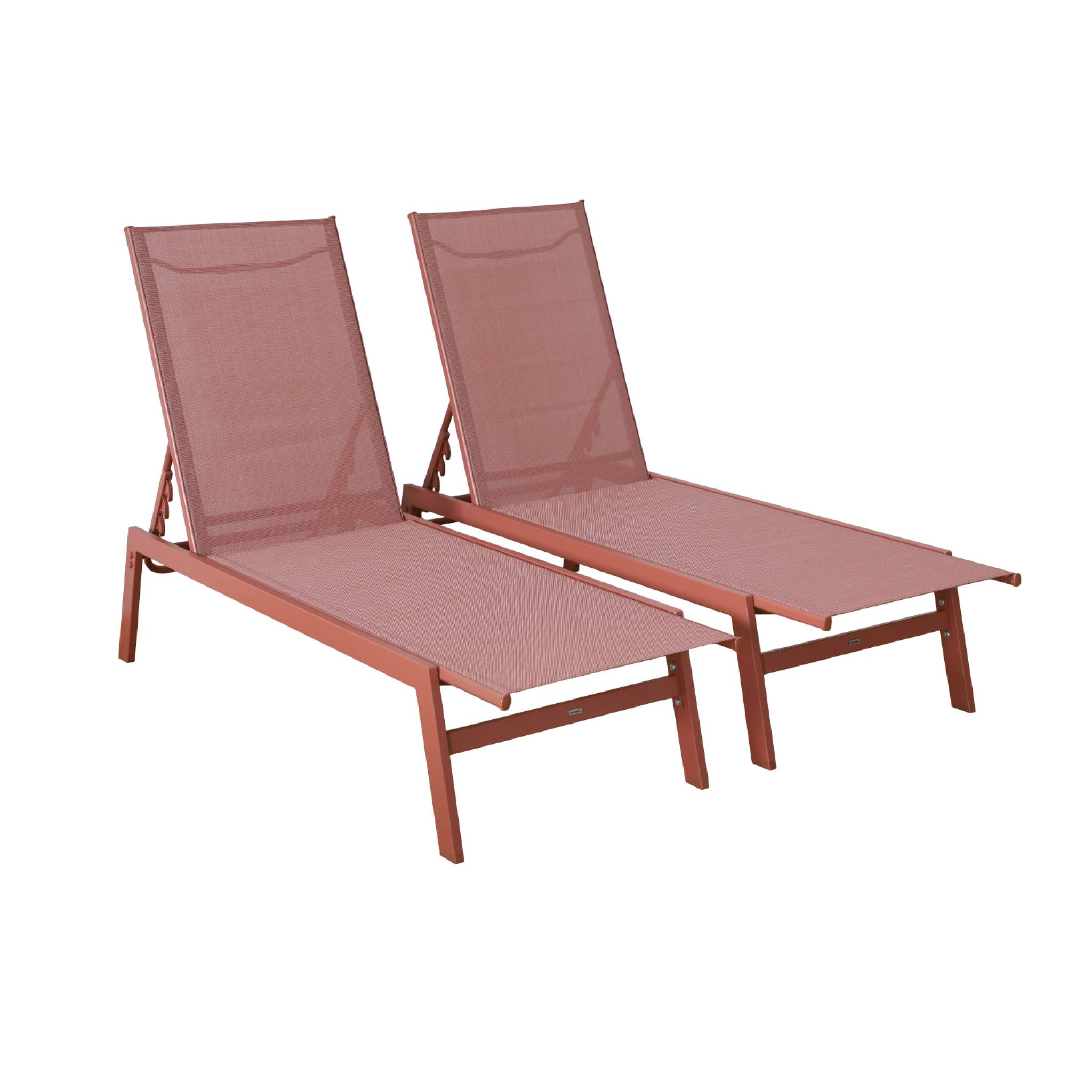Set 2 sdraio in acciaio multi posizioni, terracotta