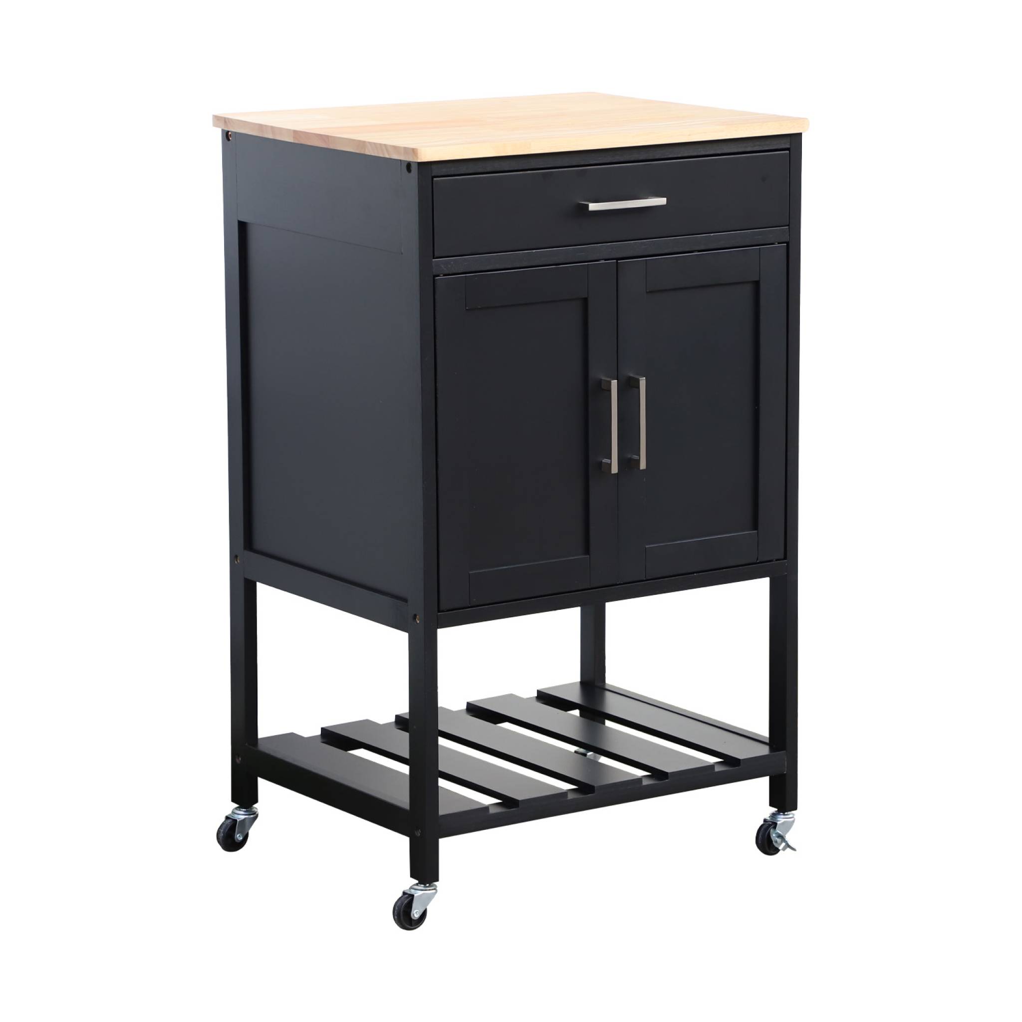 Image of Carrello da cucina in legno di gomma, nero