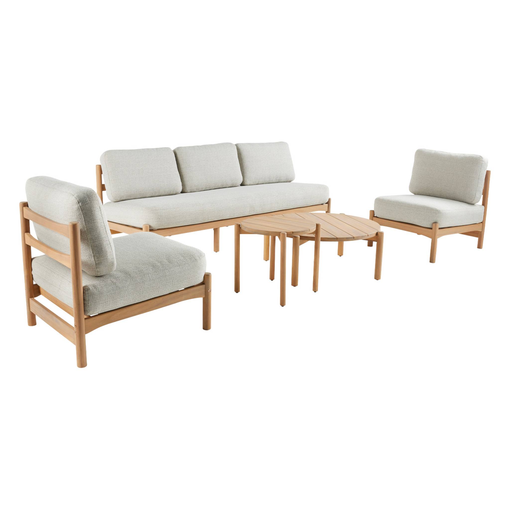 Set da giardino in legno di acacia, 5 posti, beige