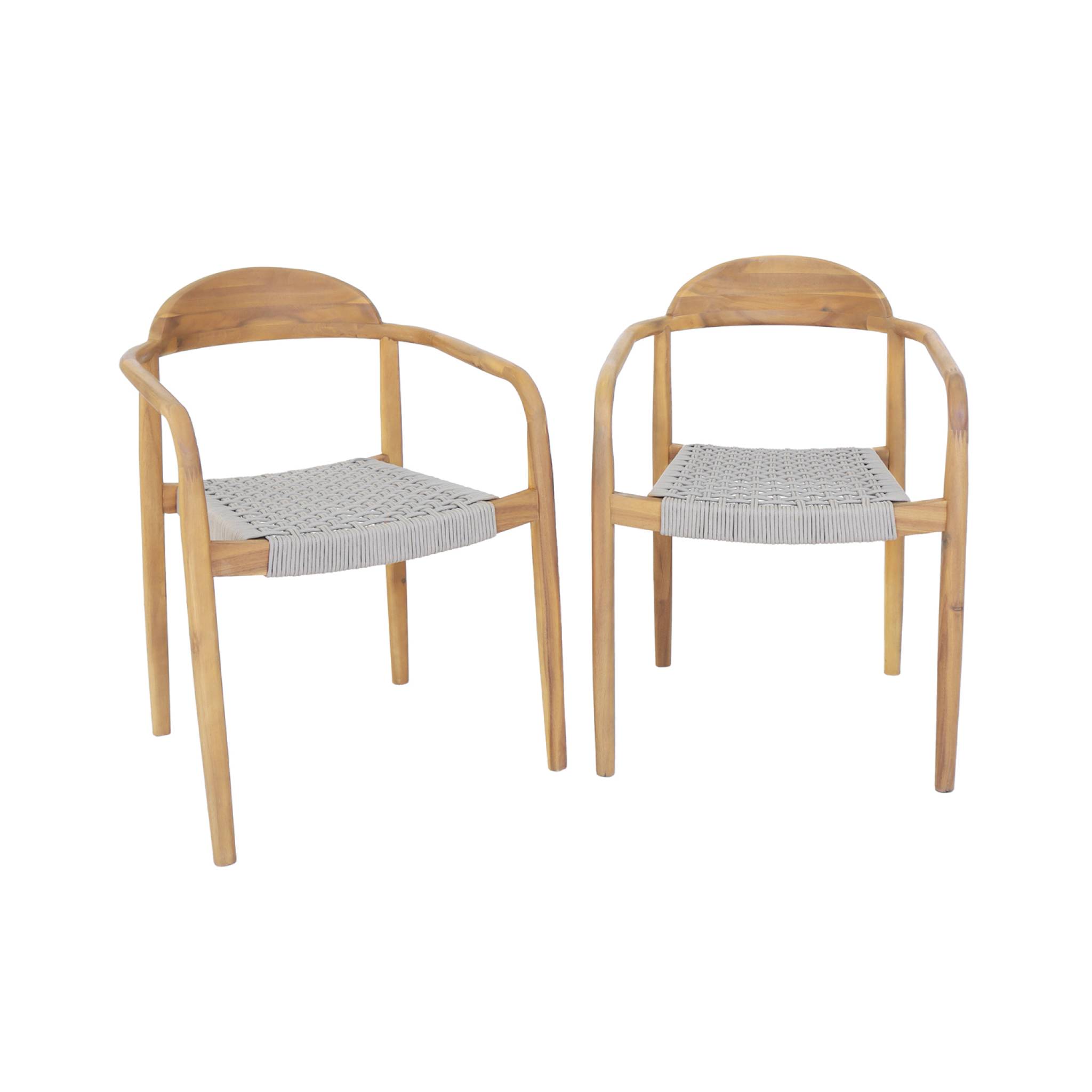 Set di 2 poltrone in legno di acacia, seduta beige in resina | sweeek