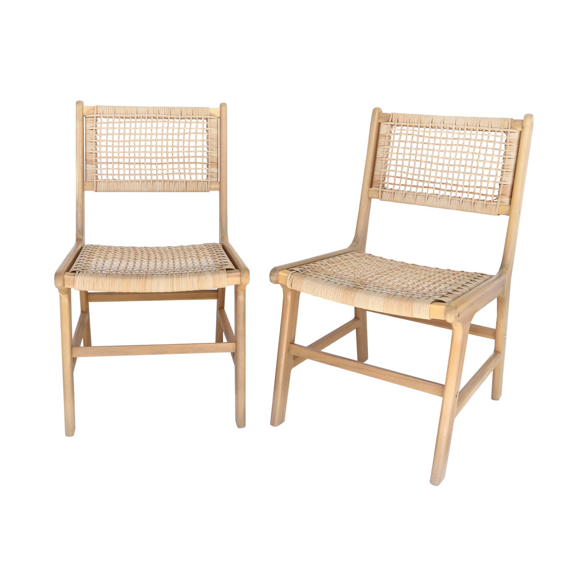 Set di 2 sedie da giardino in canna e legno, beige