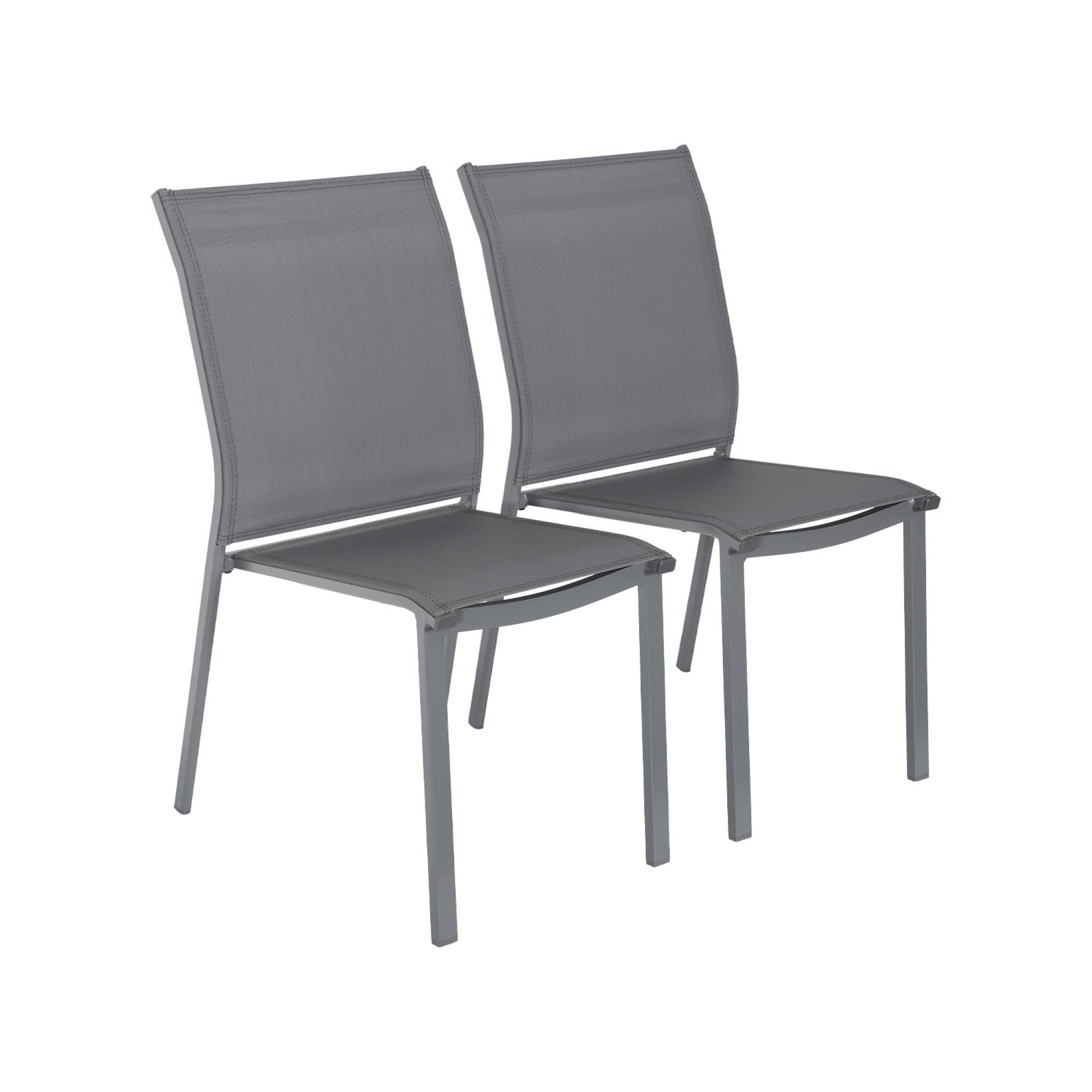 Set di 2 sedie da giardino impilabili in alluminio e textilene,