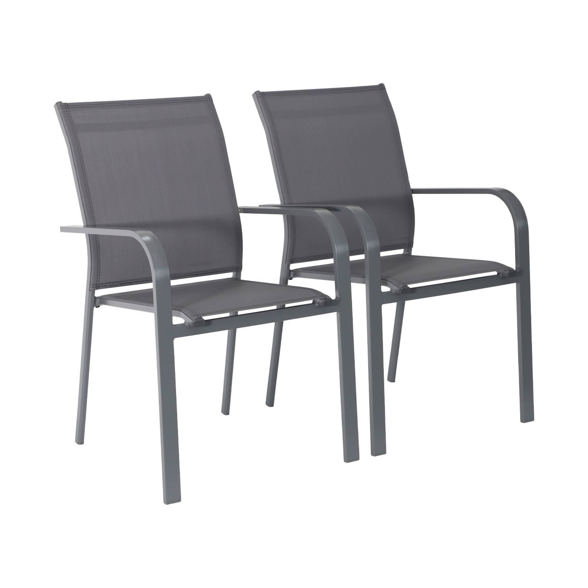 Set di 2 sedie da giardino impilabile in alluminio e textilene,
