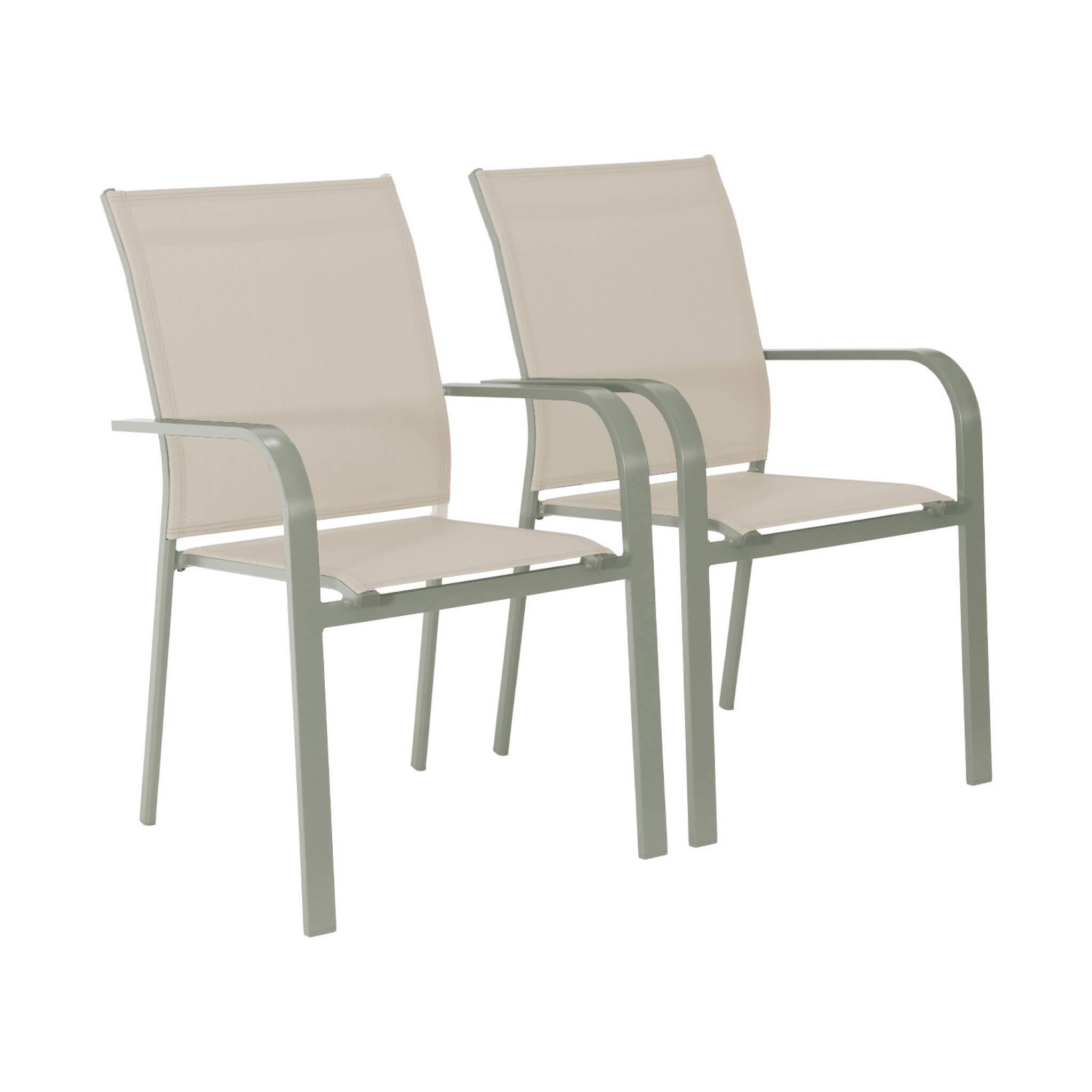 Set di 2 sedie da giardino impilabile in alluminio e textilene, verde