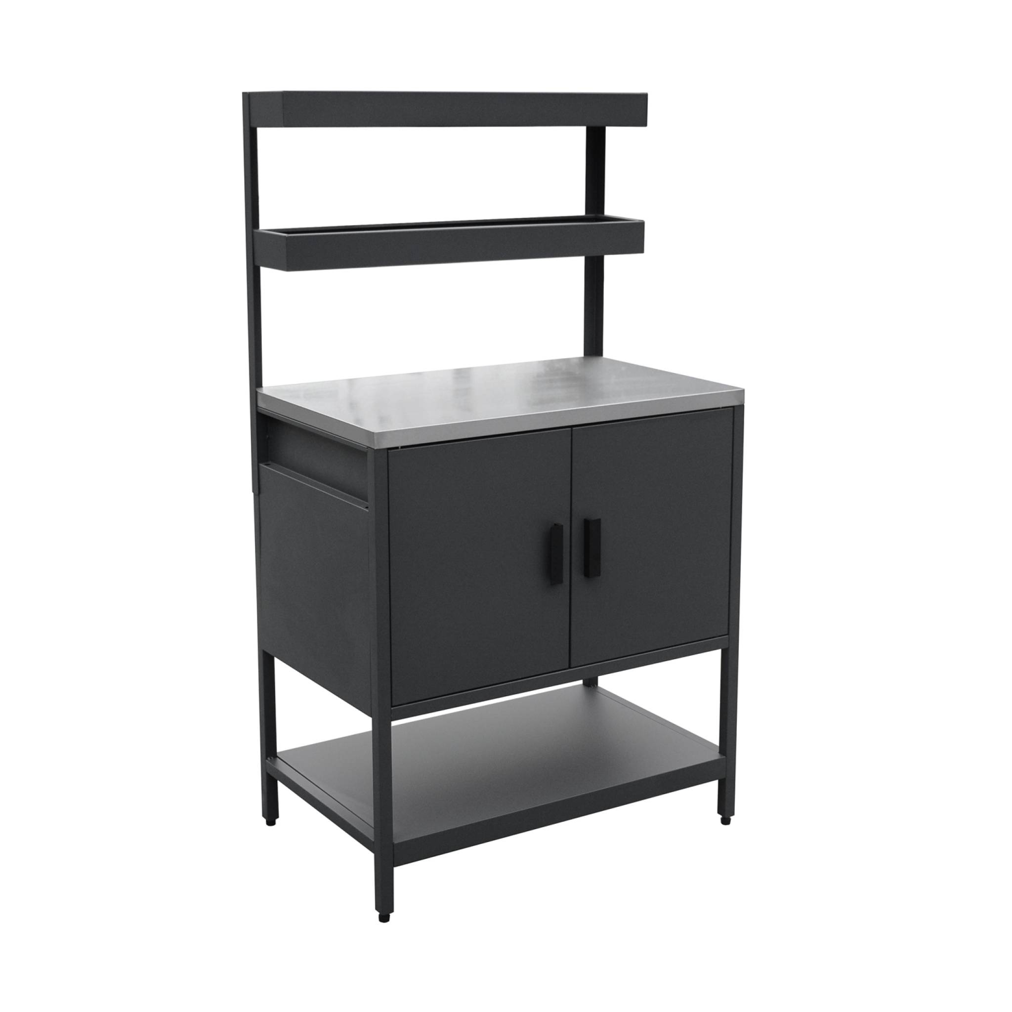 Mobile da esterno in acciaio con 2 ripiani sospesi e 2 ante, 80cm,