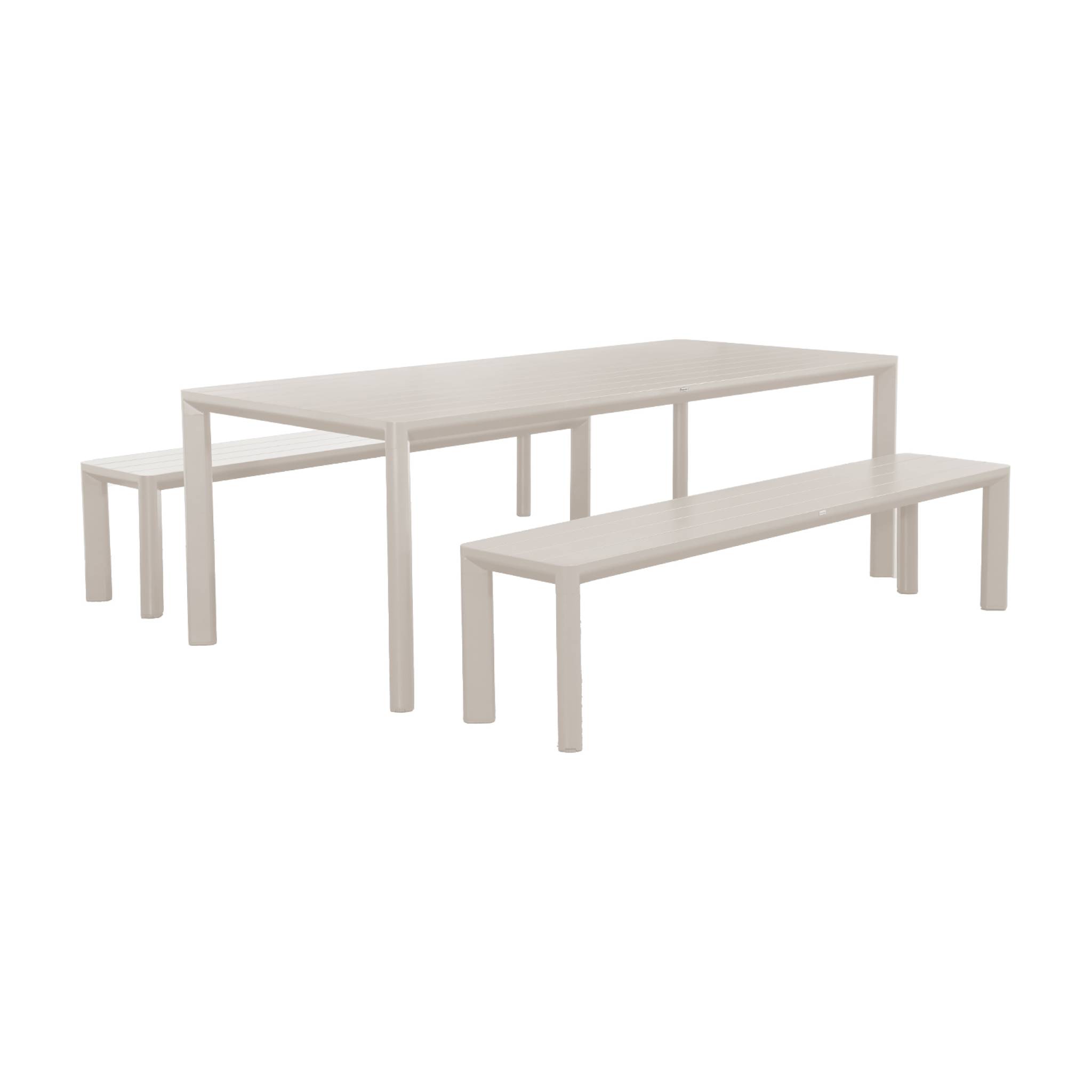 Tavolo da giardino in alluminio con 2 panchine per 8 persone, beige