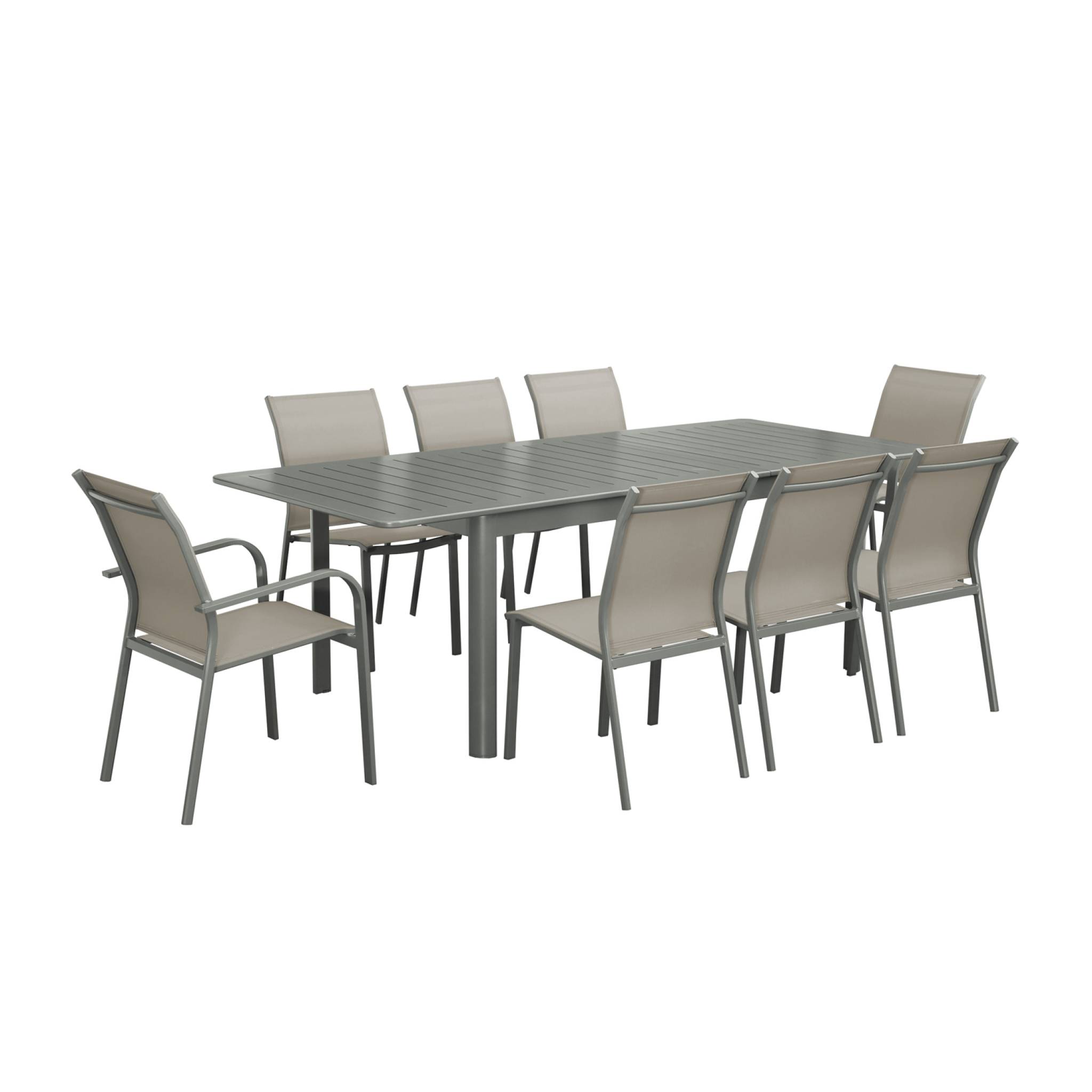 Image of Tavolo da giardino allungabile in alluminio con 6 sedie e 2 poltrone,