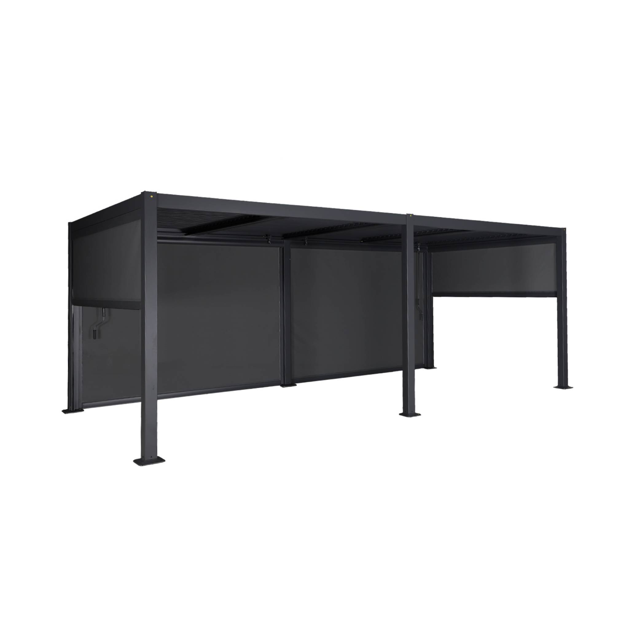 Pergola Bioclimatica In Alluminio E Acciaio 3X6M + 4 Tende 3M,-image