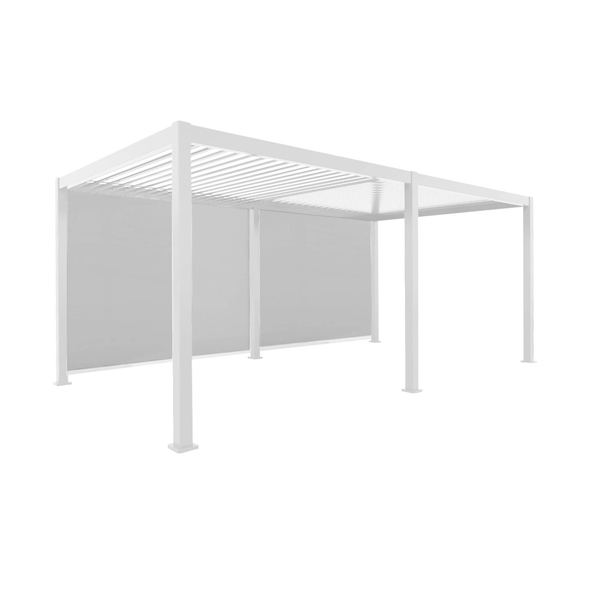 Pergola bioclimatica 3x6m in alluminio + 2 tende 3m , bianco