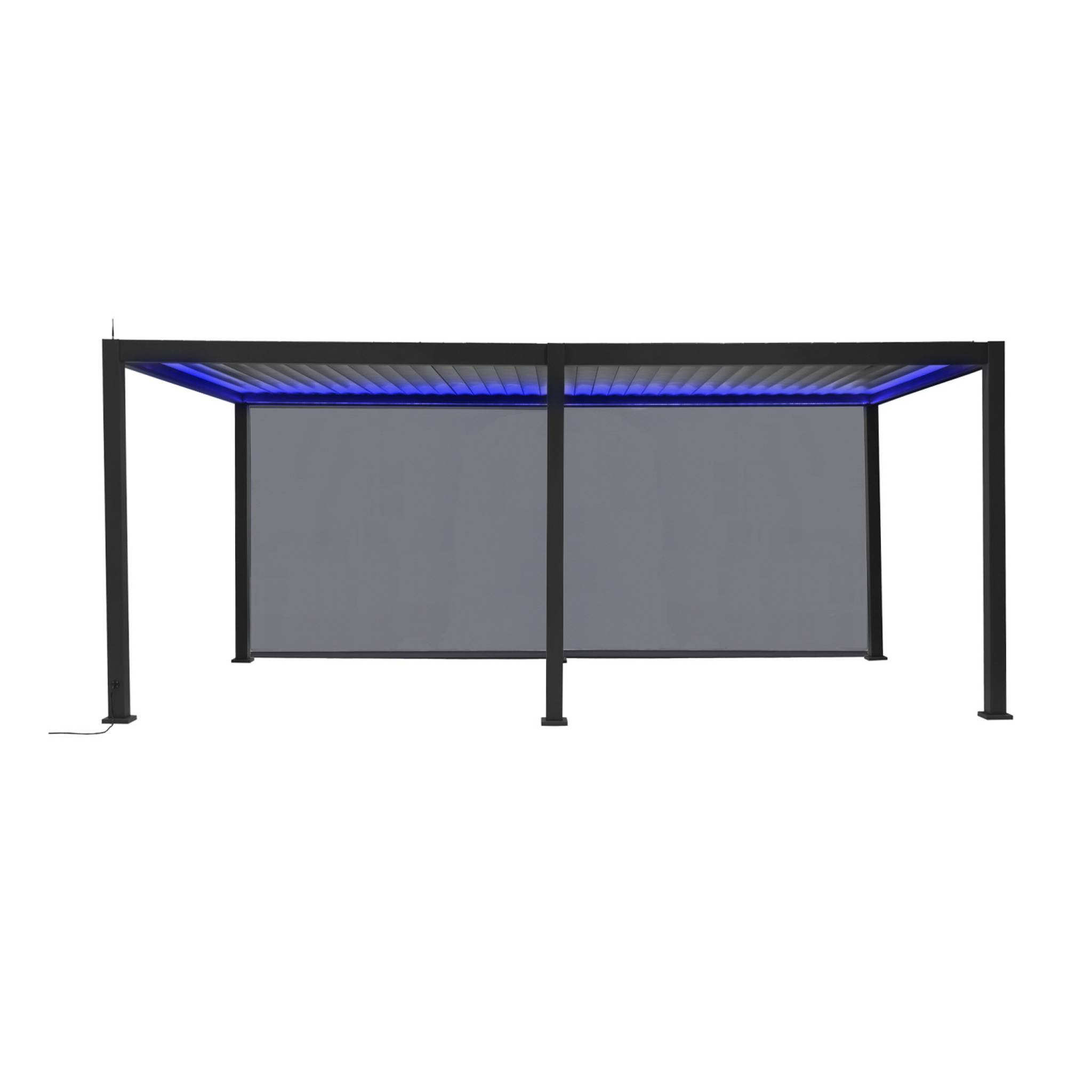 Pergola bioclimatica 3x6m elettrica in alluminio con led + 2 tende 3m,