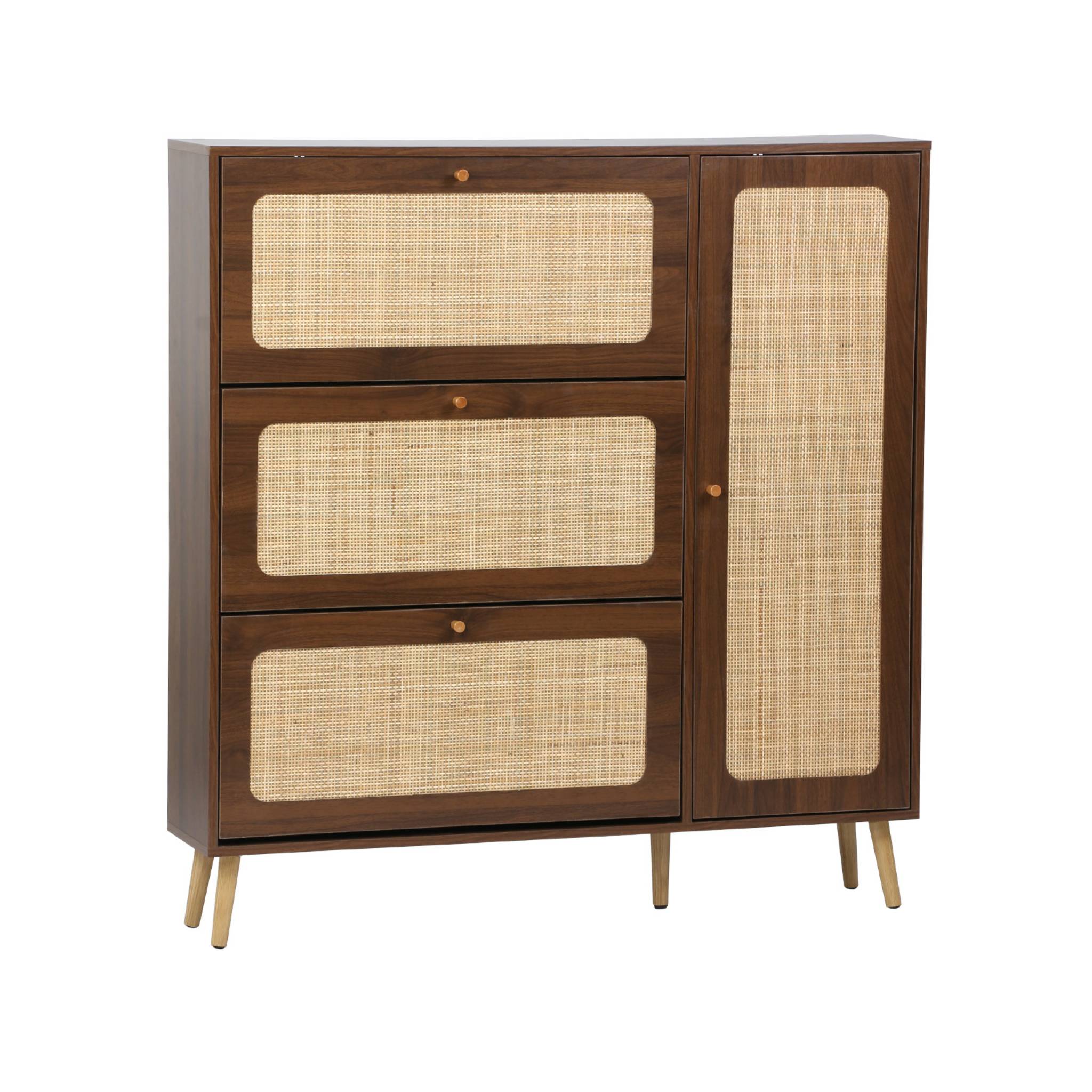 Scarpiera con intreccio 3 cassetti, noce