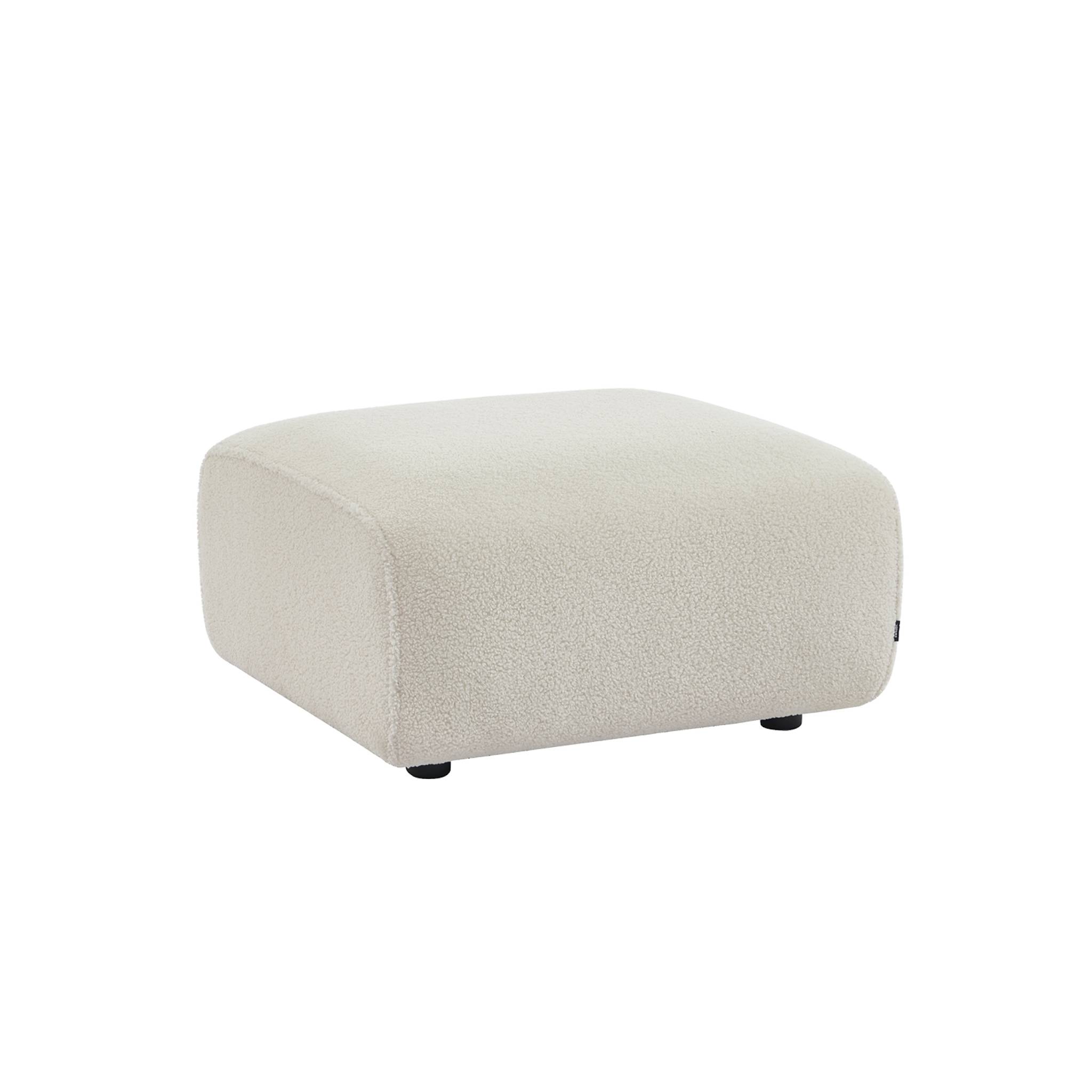 Pouf, poggiapiedi per divano 2 posti wallas bouclé, bianco