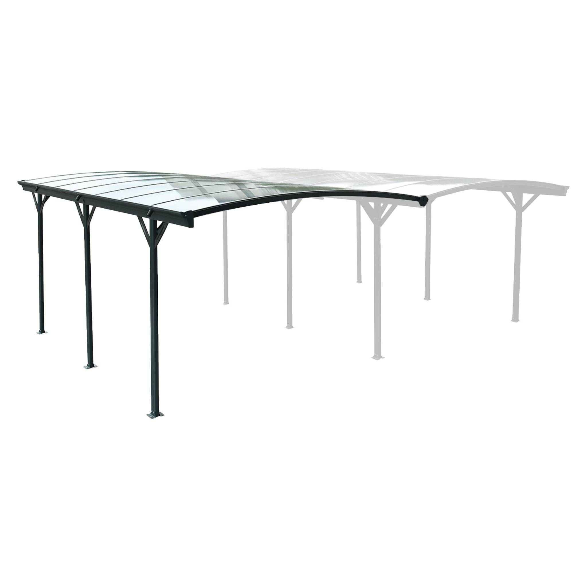 Estensione di pensilina auto in alluminio e policarbonato, 15m²,