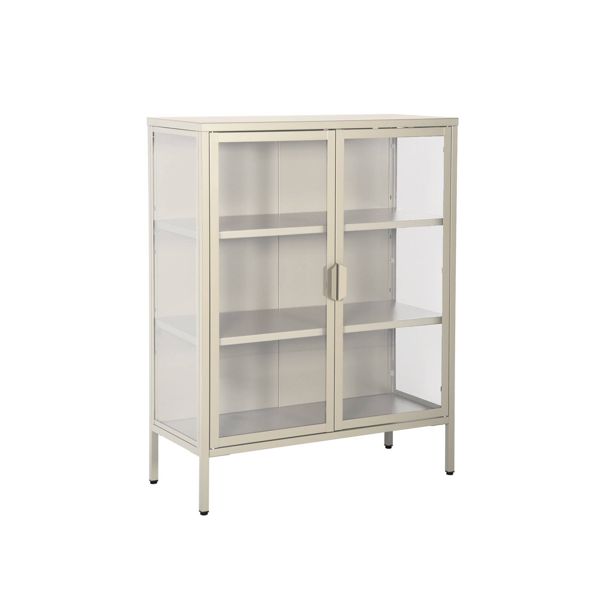 Vetrina in acciaio e vetro temperato con 2 ante, 102cm, beige