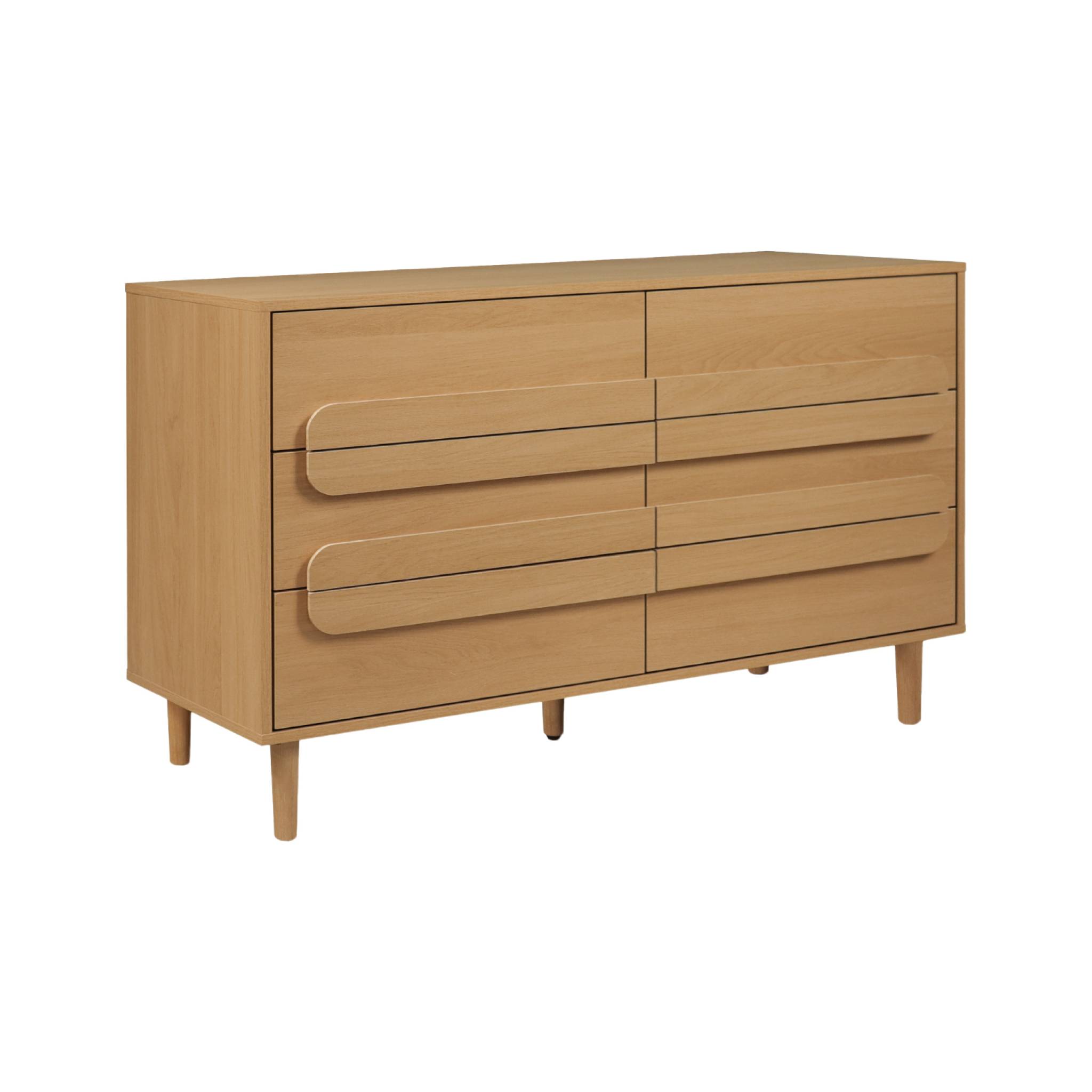 Cassettiera vintage effetto legno 6 cassetti, quercia