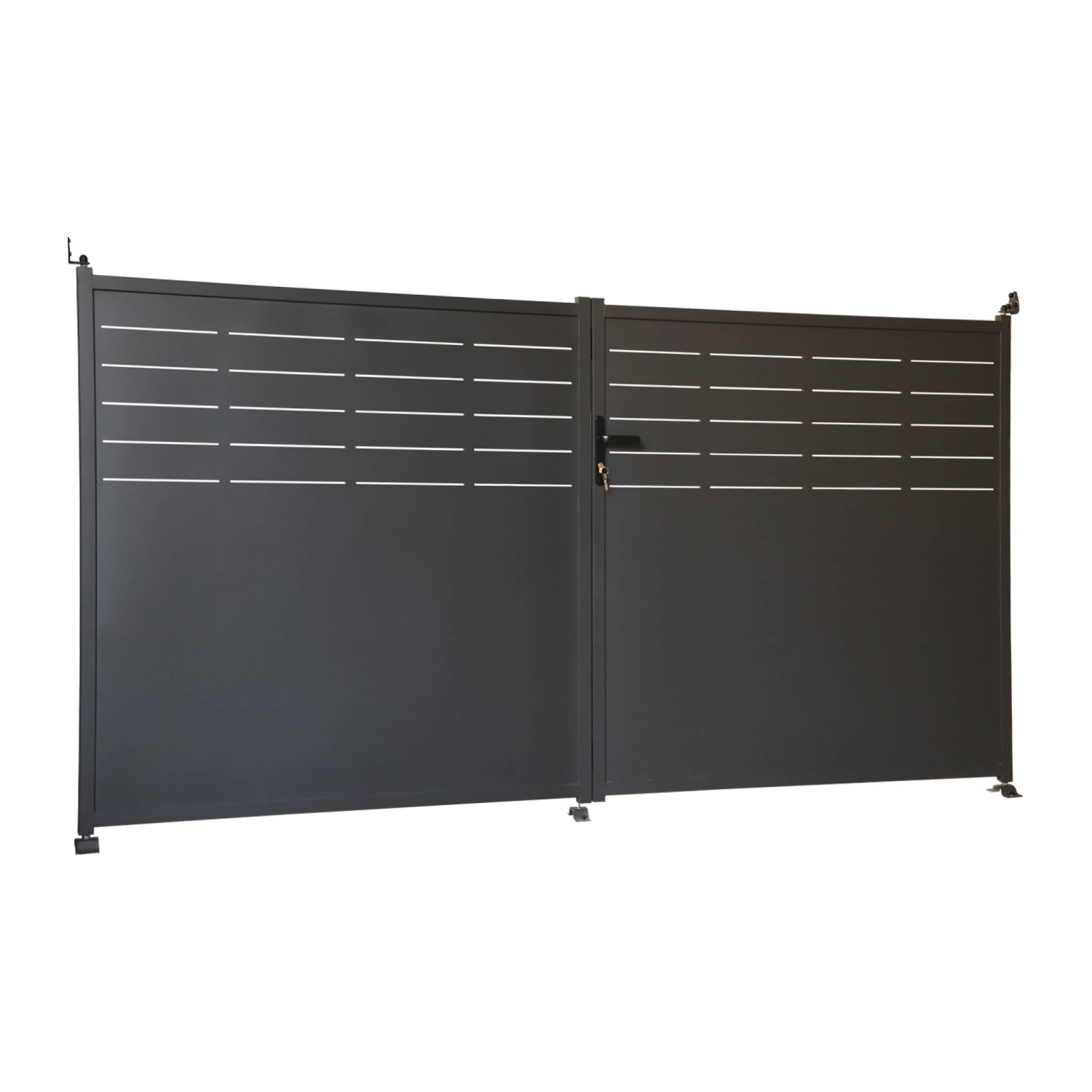 Cancello da giardino in acciaio zincato a 2 ante con serratura e