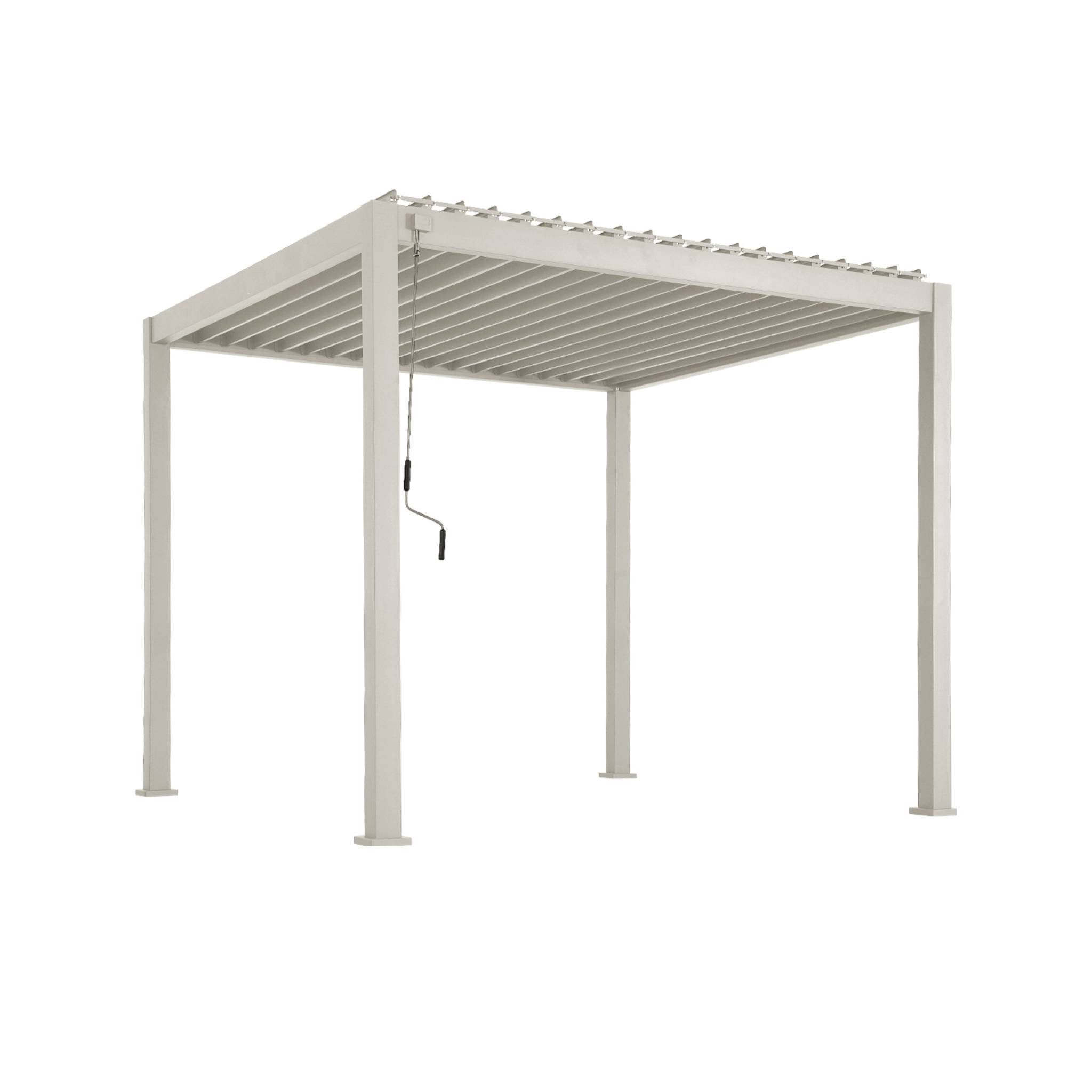 Pergola bioclimatica 3x3m in alluminio con lamelle orientabili, beige
