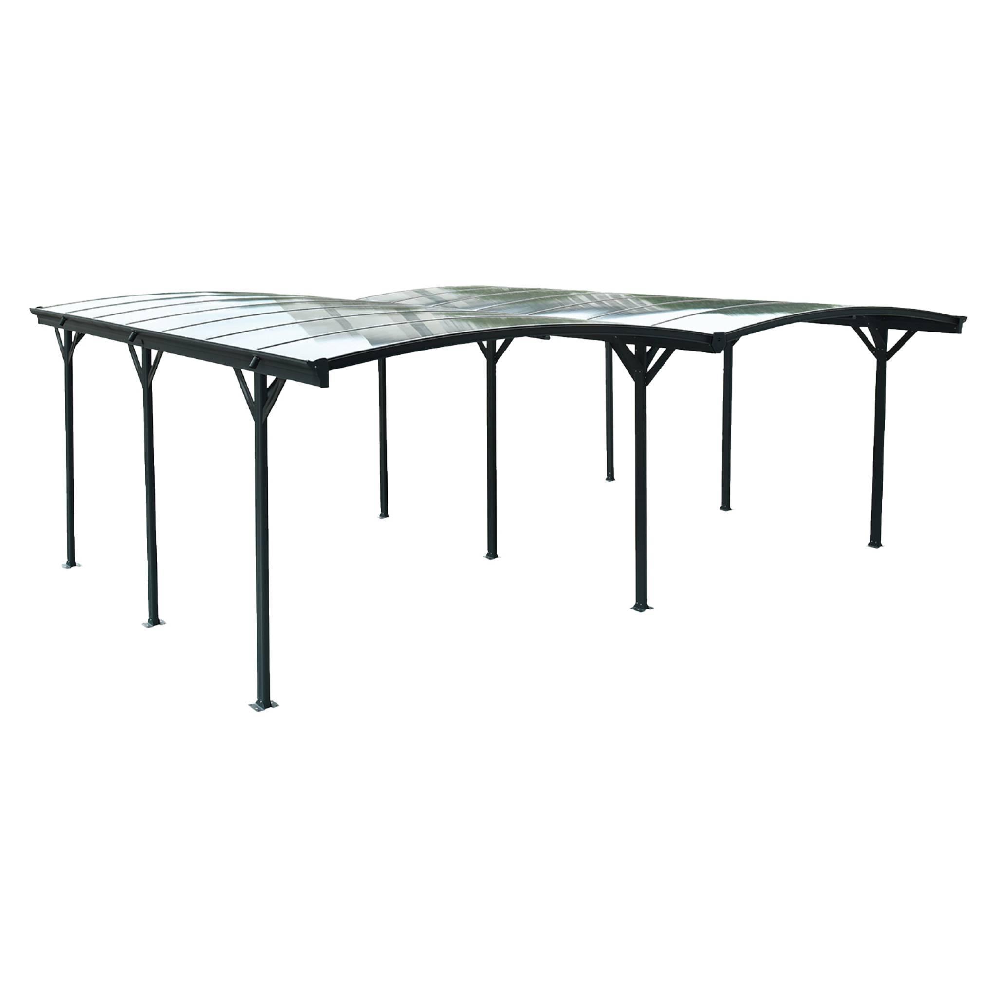 Carport 5x6m con estensione in alluminio e policarbonato , antracite