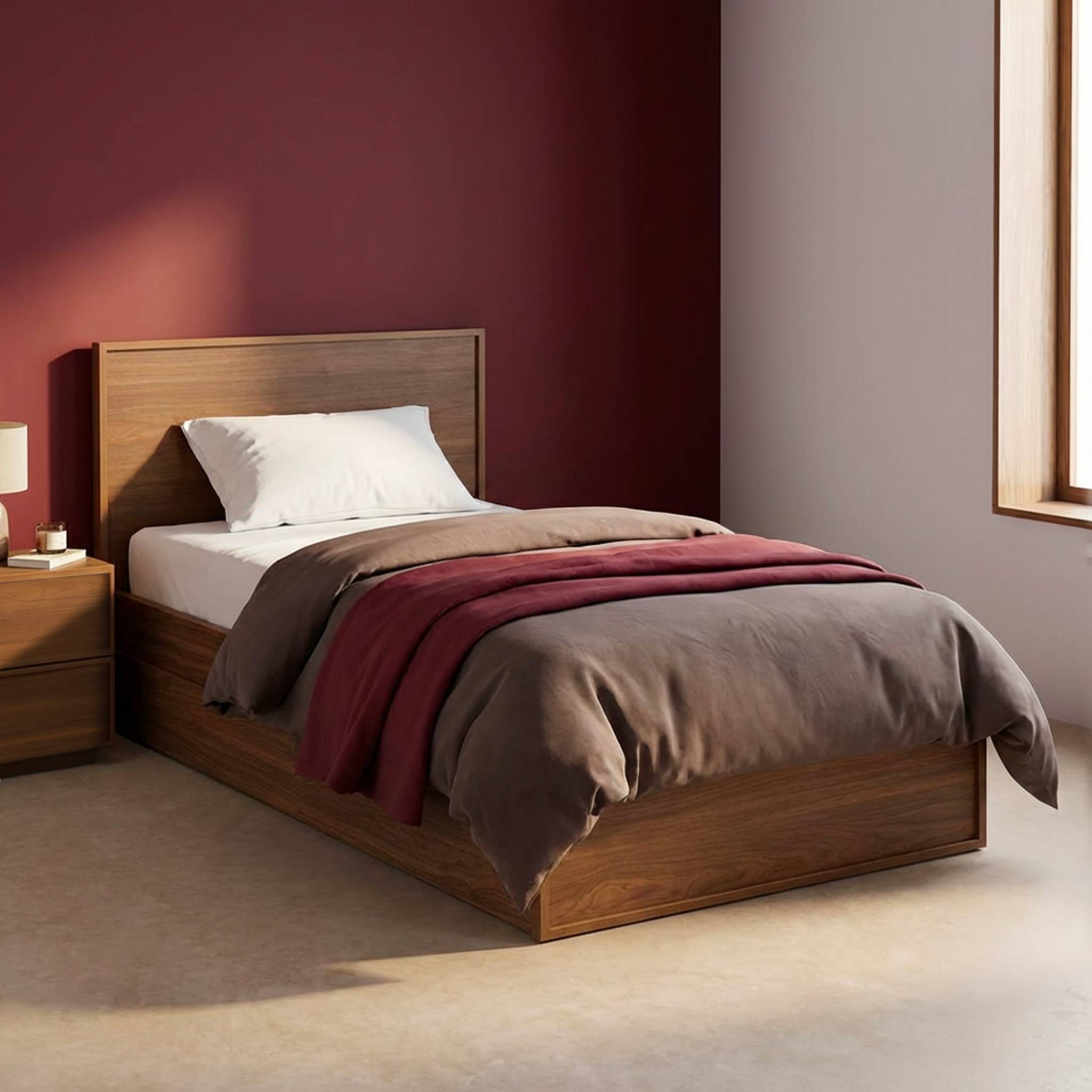 Letto Con Rete A Doghe E Testiera 90Cm + 2 Cassetti Decorazione Legno,-image