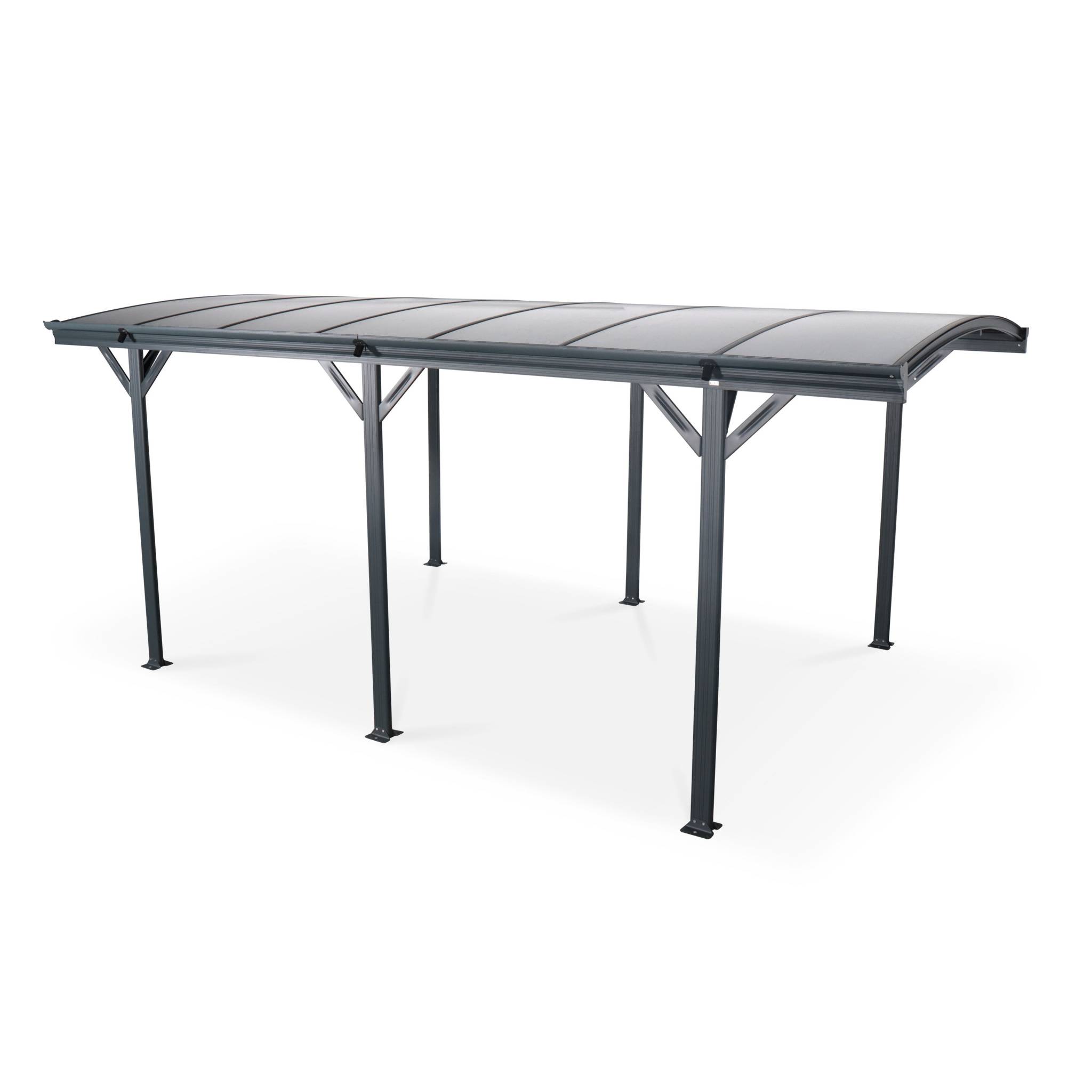 Pensilina auto in alluminio e policarbonato, 15m², antracite