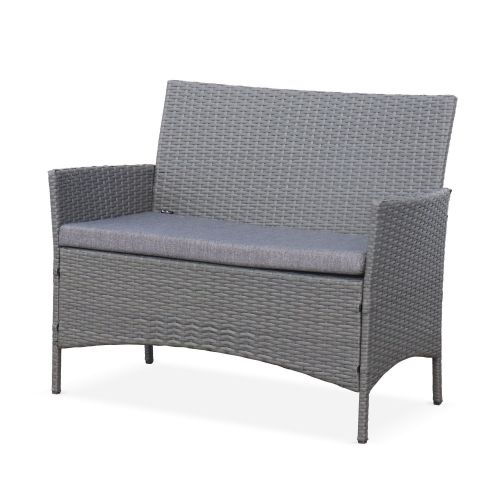 2 loungers and side table Alices Garden Grey Roma rattan sun loungers