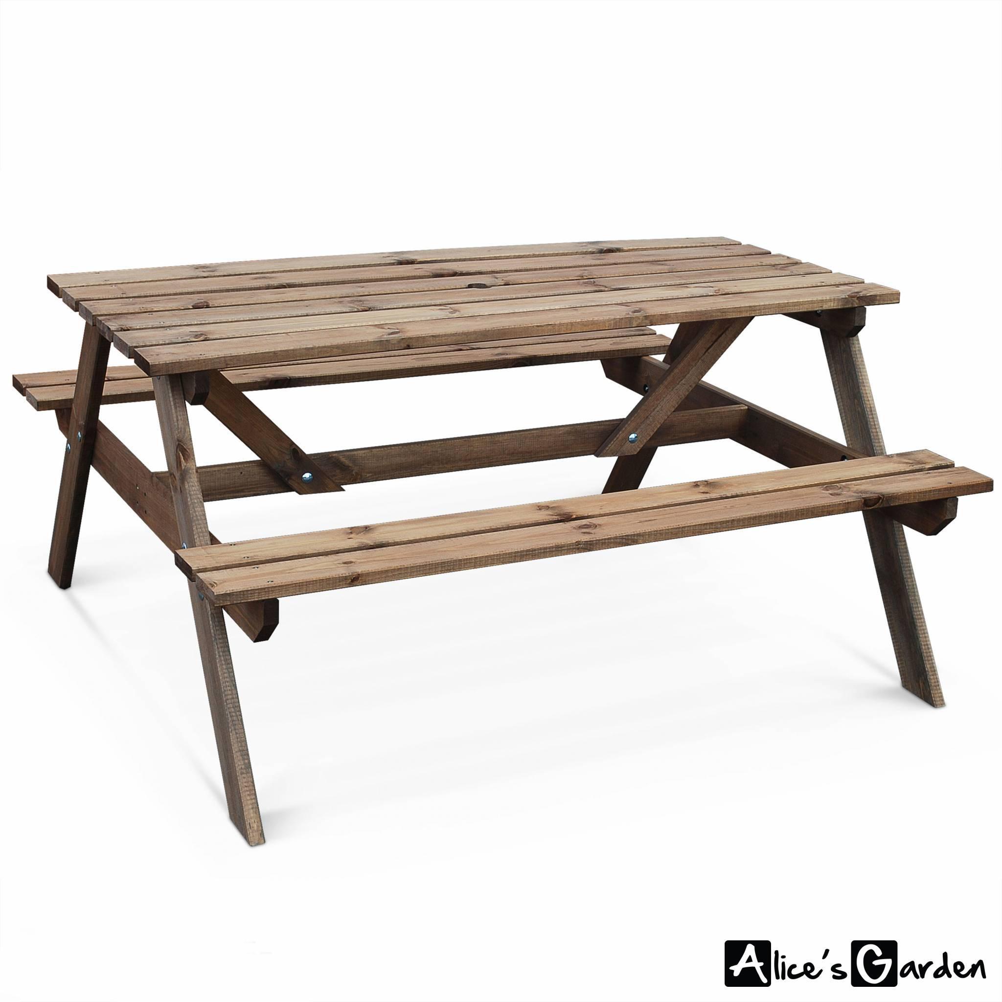 PANCHINA Table de Pique-Nique 180 cm avec bancs rabattables en Bois Table de Jardin Robuste en pin sylvestre FSC 6 Places 