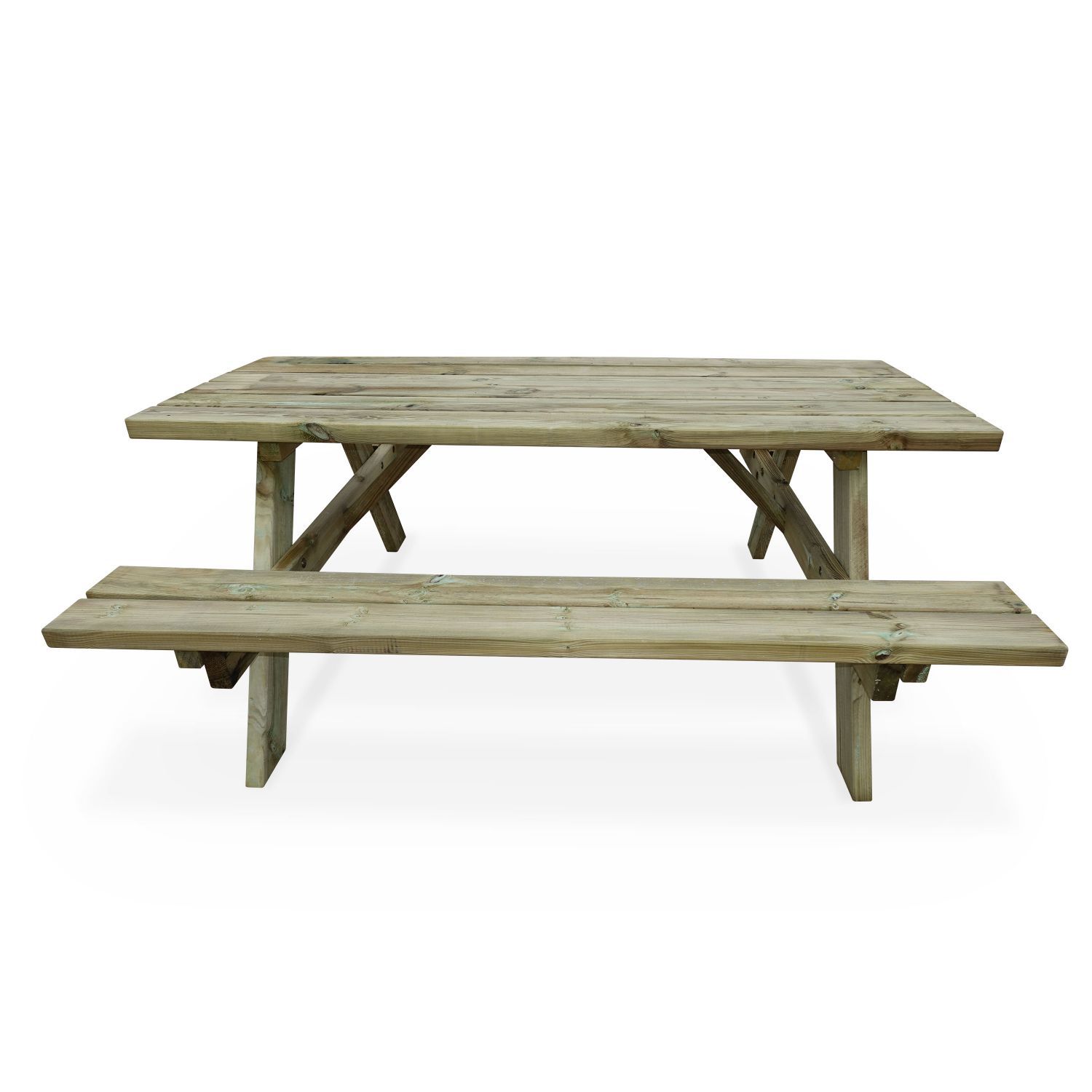 Picknicktafel van hout 180 cm met opklapbare houten banken, 6 plaatsen