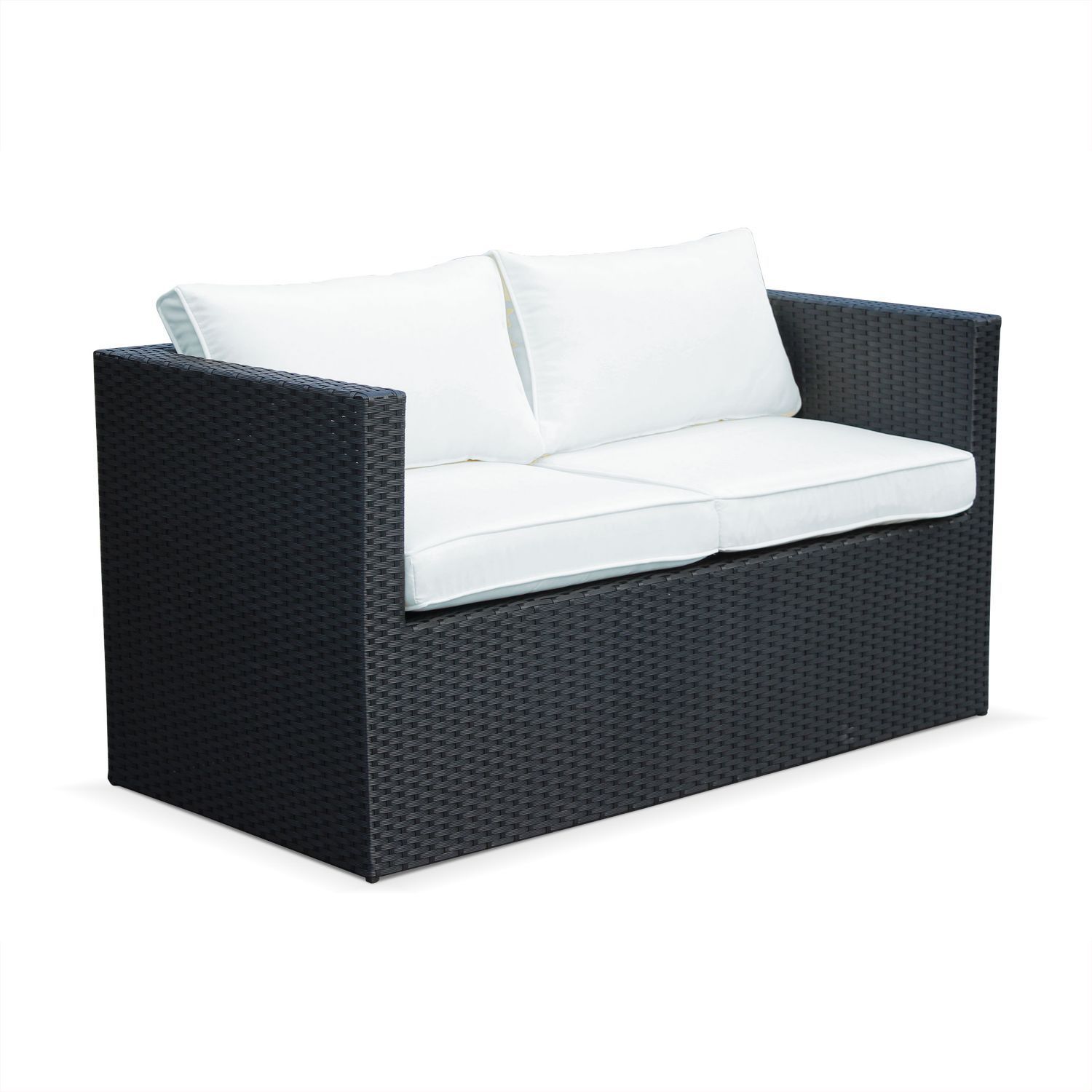 Sofa de jardin, conjunto sofa de exterior, Negro Crudo, 4 plazas | Anzio