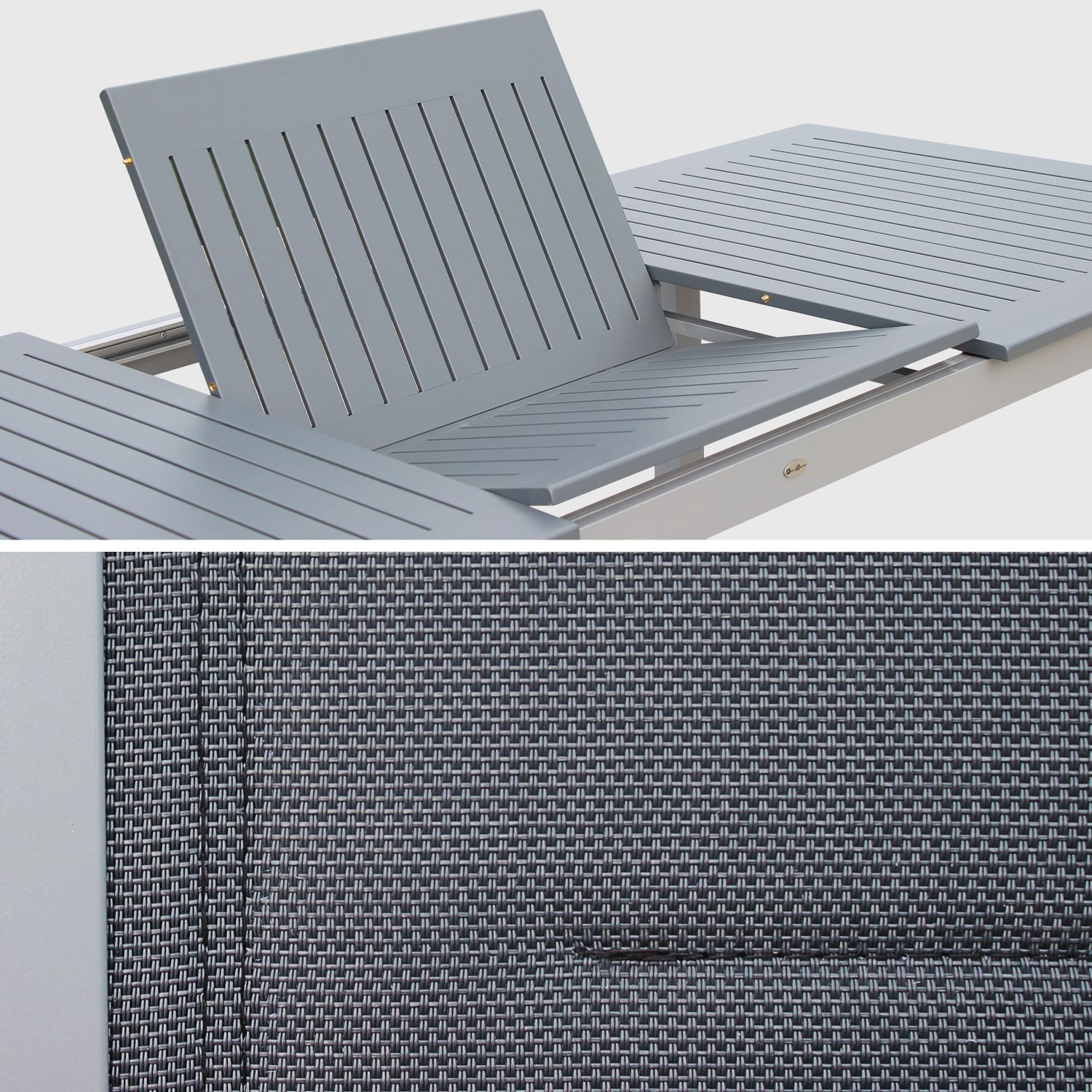 Mesa de jardin, Conjunto para exterior, Gris Antracita, 8 plazas