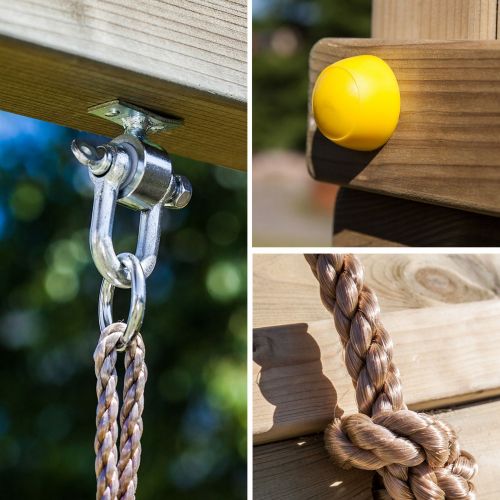 Bise Holzspielplatz mit Rutsche, 1 Schaukel, Seil und Rampe in