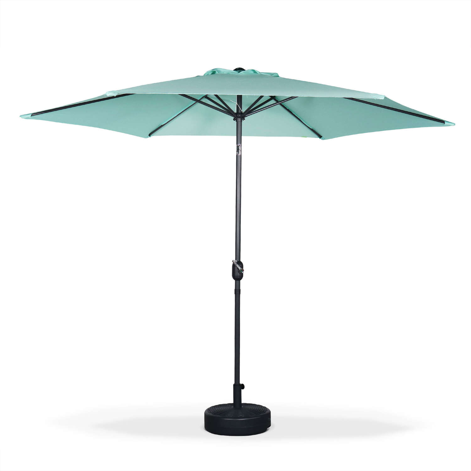 Straight round parasol Ø300cm Aqua Green adjustable aluminium