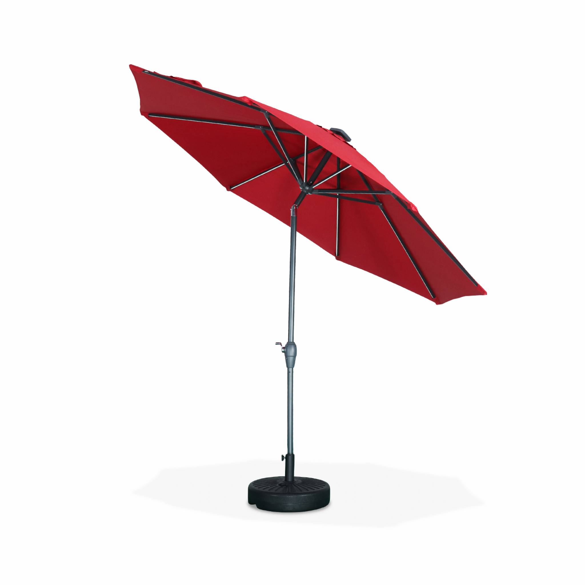Ombrellone Palo Centrale Rotondo 2,7M Con Luce Led, Rosso-image