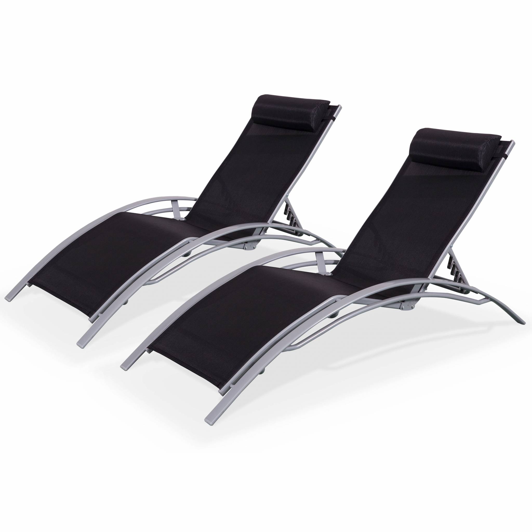 Set di 2 lettini prendisole in alluminio textilene, multiposizione,