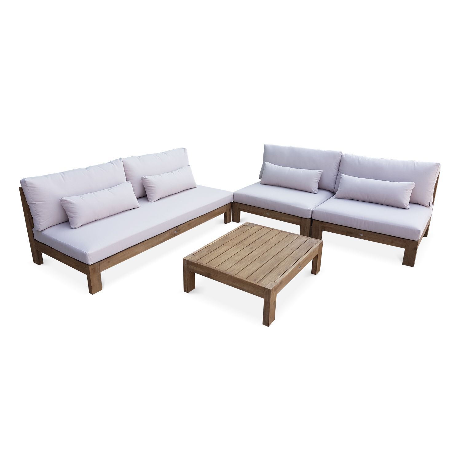 XXL Loungeset van geborsteld hout, gebleekt effect BAHIA beige