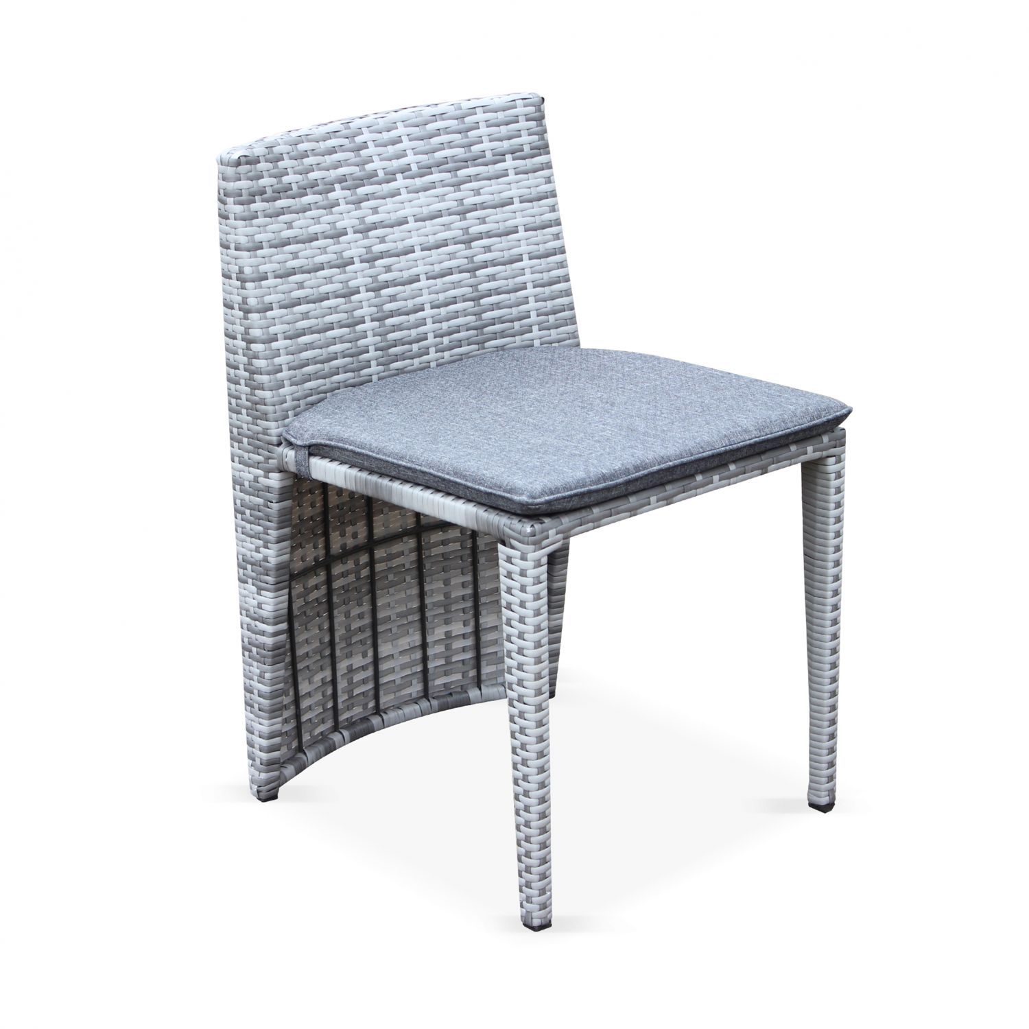 Mesa de jardin, Rattan sintetico, Varios Grises, 2 plazas, 65 cm Doppio