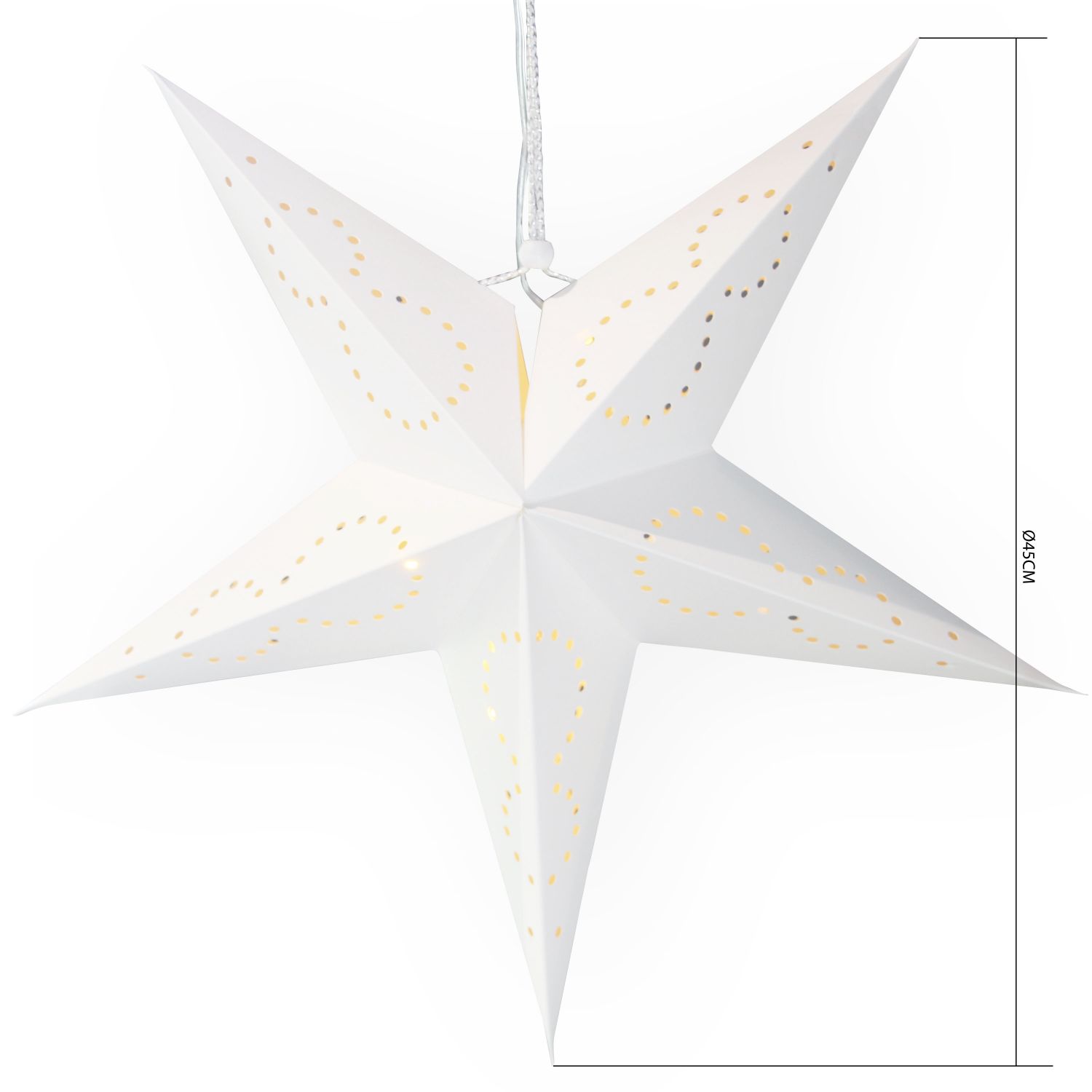 Poseidon Etoile De Noel Lumineuse En Papier Lanterne Blanche 10 Led 45 Cm