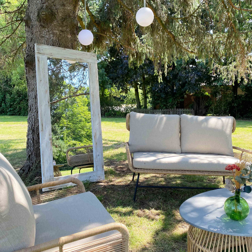 Holzspiegel rechteckig, 165 x 81 cm, Indoor / Outdoor, gebleichtes Holz