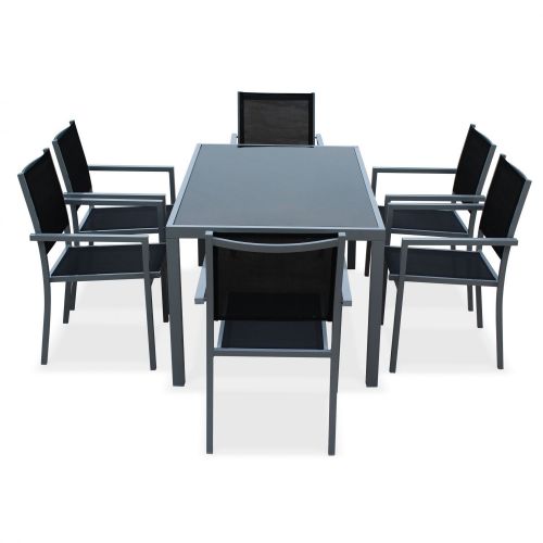 Mesa de jardin, Aluminio, Gris Negro, 6 plazas | Capua150