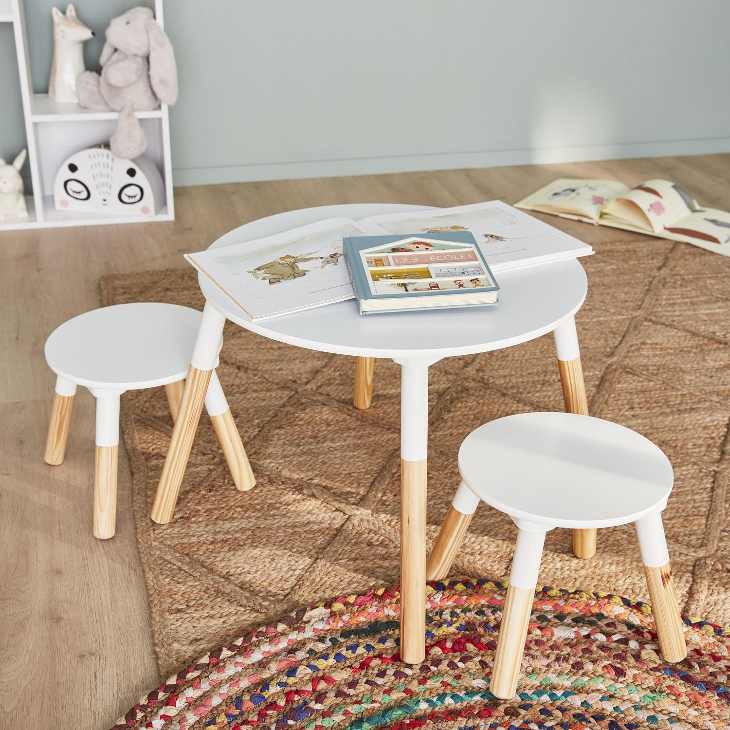 Children's round table with two stools Tobias