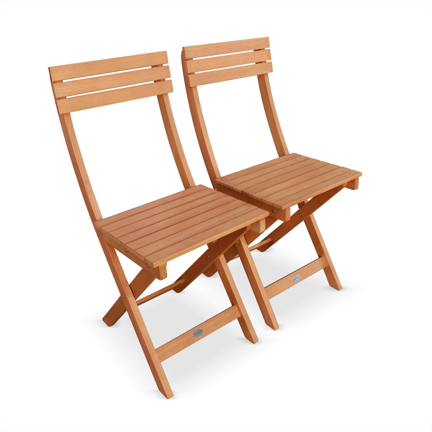 Houten bistro set, rechthoekige tafel en 4 opklapbare stoelen.