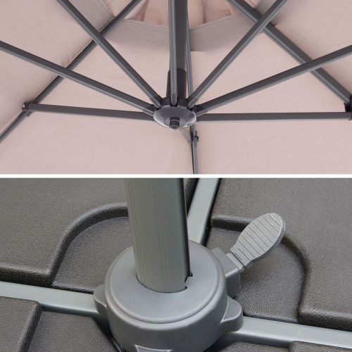 Biscarosse Chapéu-de-sol, excêntrico, redondo, castanho, 350 cm | Biscarosse