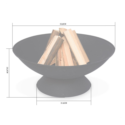 Gietijzer vuurkorf Ø56cm, buiten verwarming op hout.