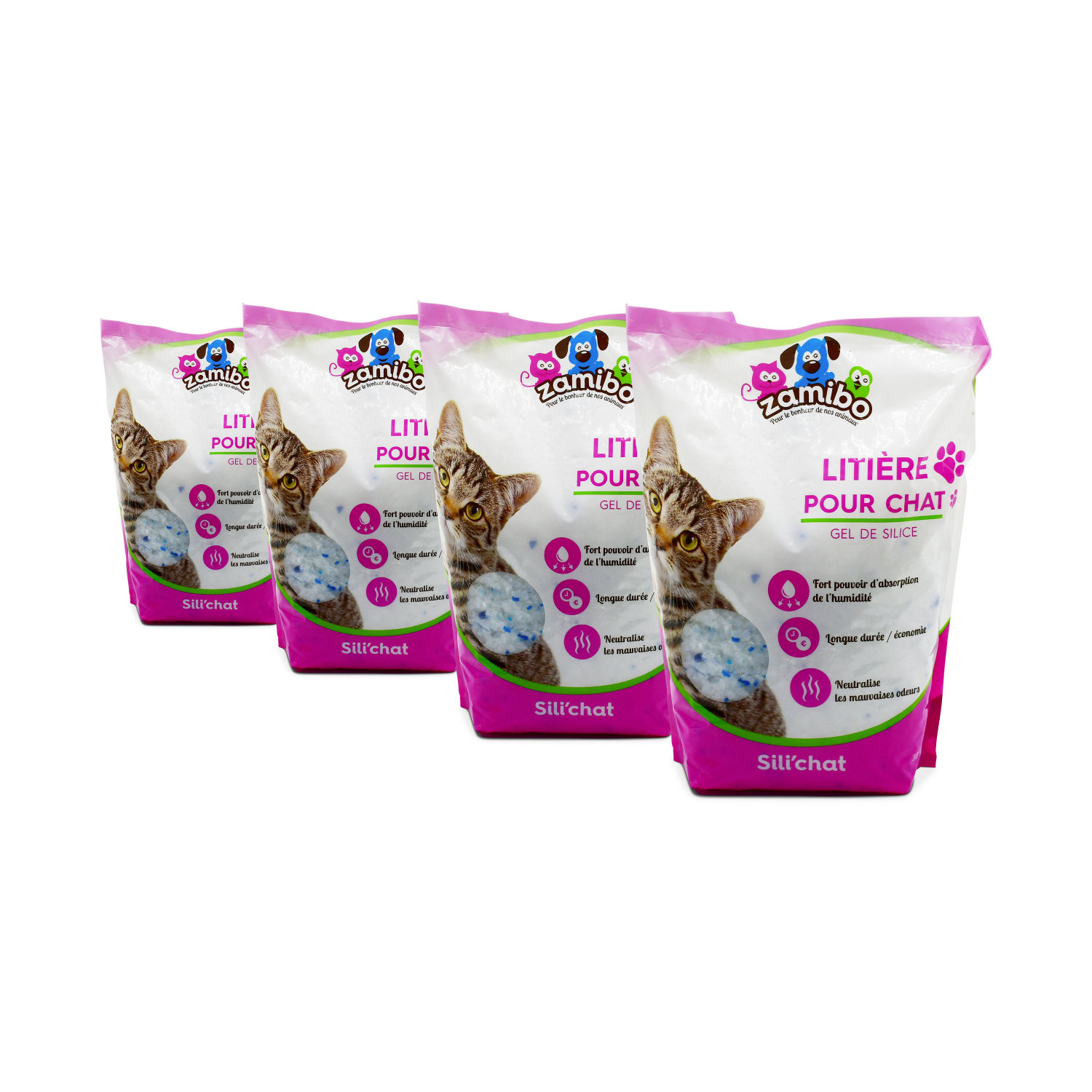 Lots De 4 Sacs De Litiere Silice De 3 8 L Pour Chat Sans Poussiere Absorbante Grains De Quartz